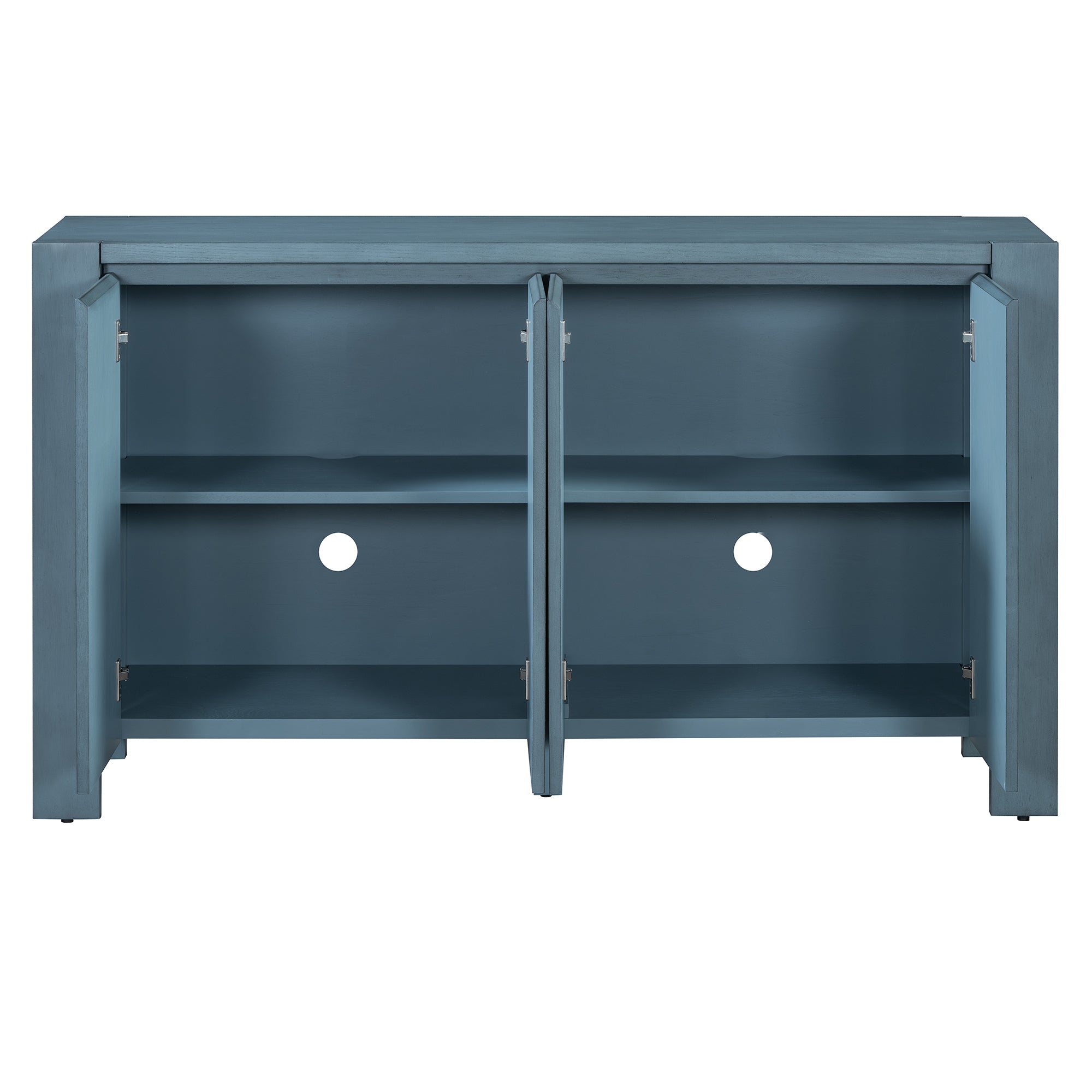 TREXM Retro 4-door Sideboard with Distressed Finish and Adjustable Shelves for Dining Room, Kitchen, and Living Room (Navy)