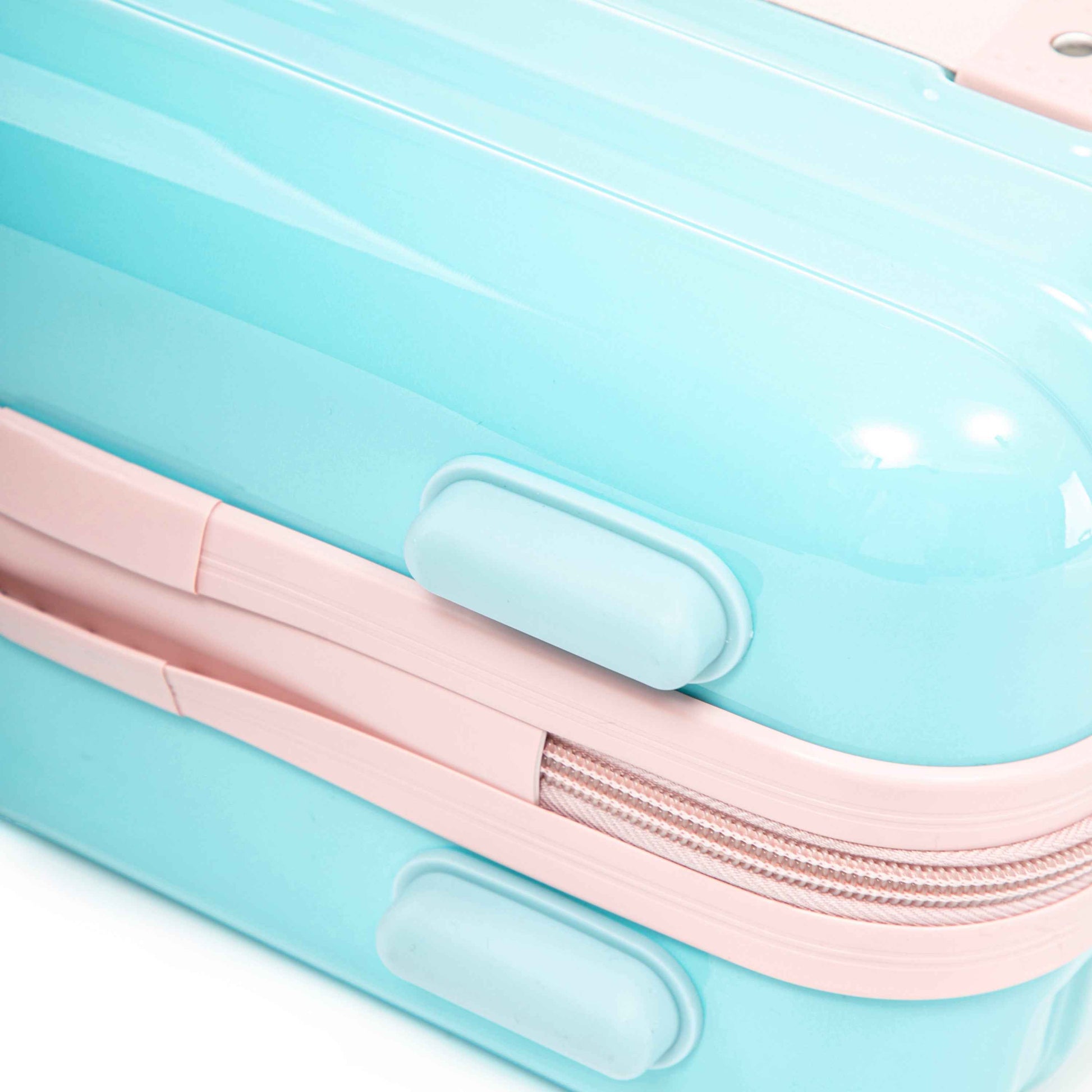 14'/20' 2 pcs/set in PC Spinner Wheel Luggage, Carry on Suitcase, With Gradient Color and Combination Lock(Blue+Pink)