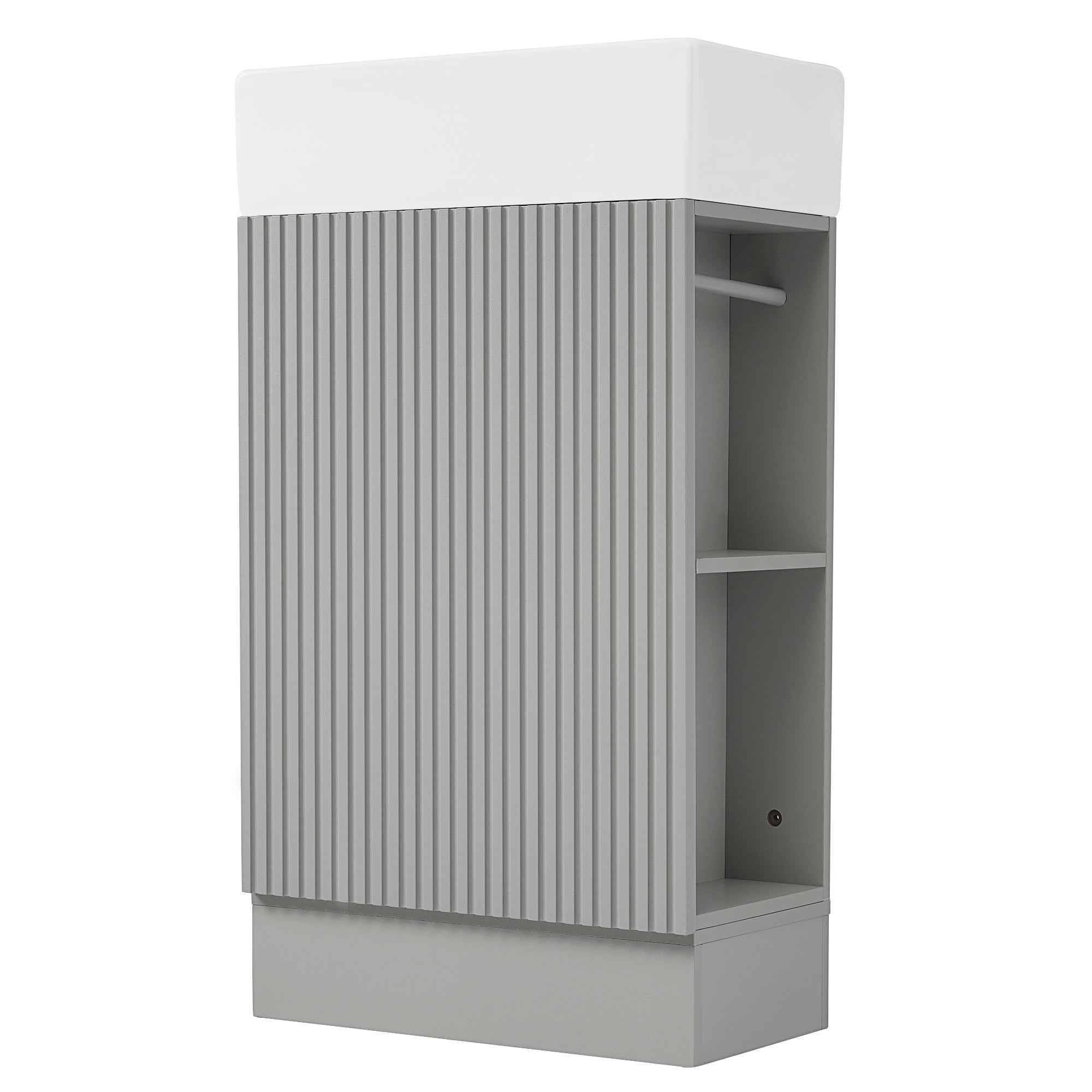 18.6' Bathroom Vanity with Sink, Bathroom Vanity Cabinet with Two-tier Shelf, Left or Right Orientation, Grey  (Old Sku:WF308491AAE)