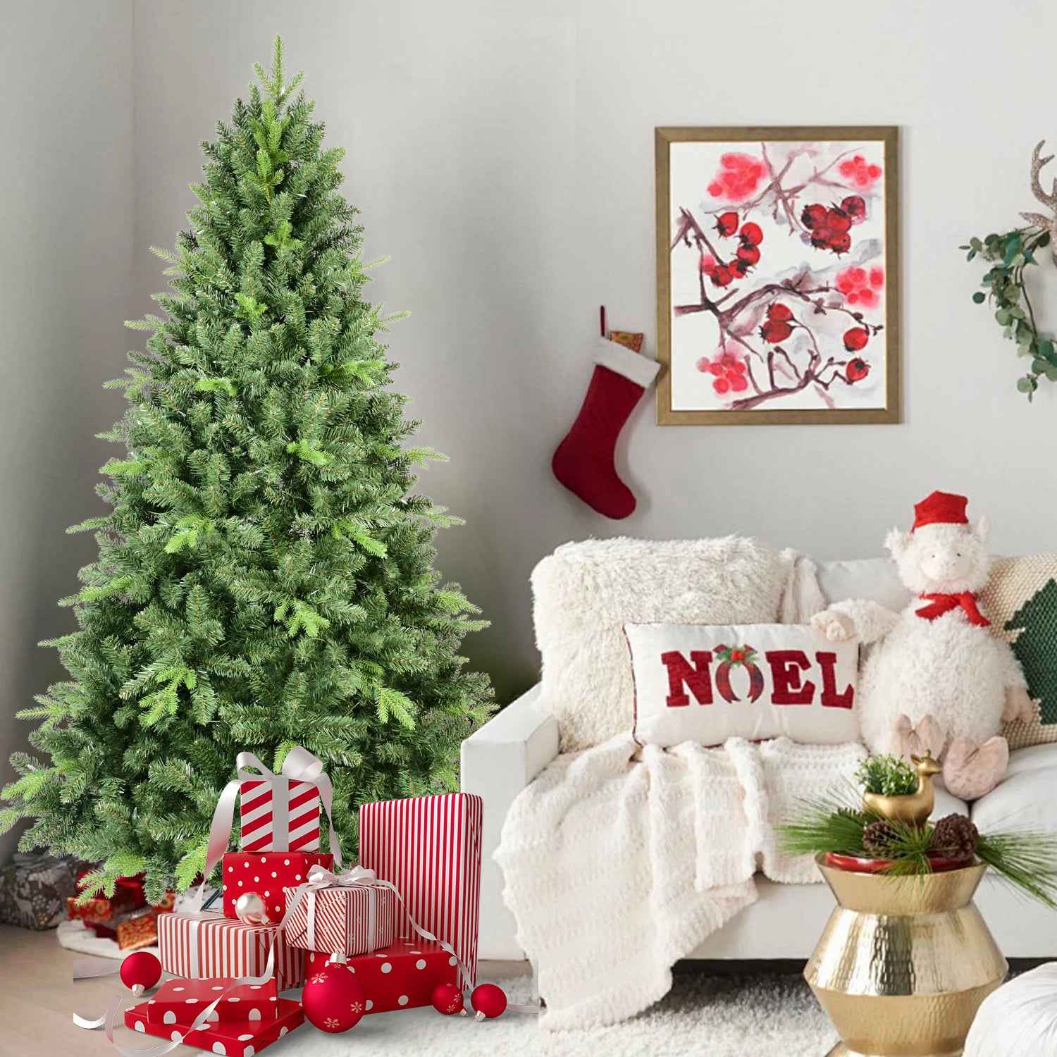 4FT Classic Christmas Tree with 636 PE+PVC Tips – Realistic Hinged Branches, Easy Assembly, Stable Metal Stand, Full Natural Look for Holiday Decorating