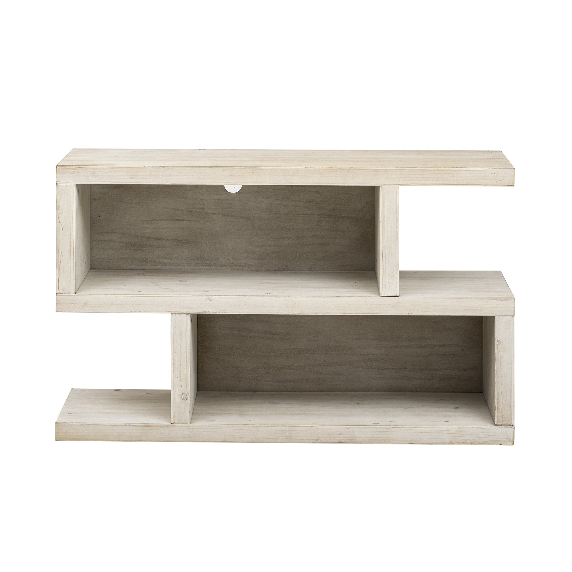 TREXM Retro Console Table with Symmetrical 2-Tier Open Shelf for Entryway and Living Room (Natural)