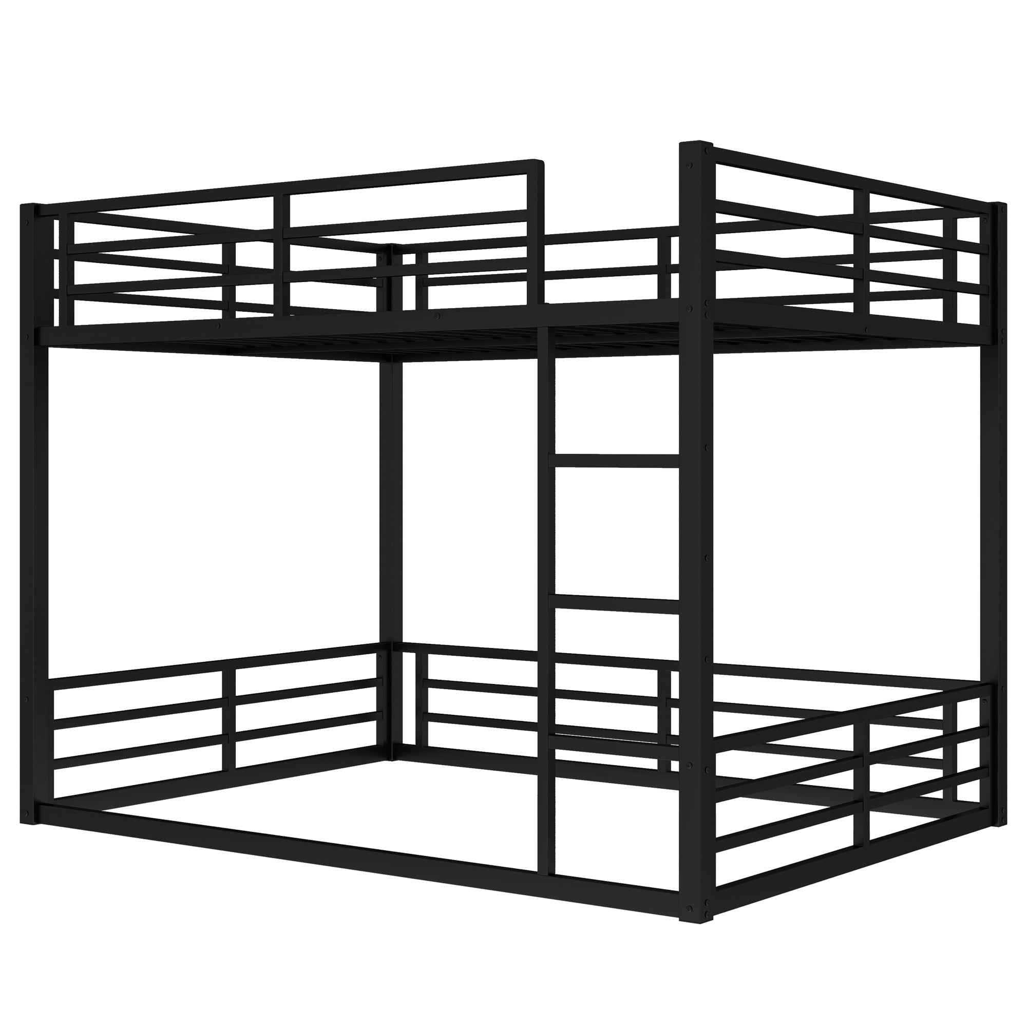 Metal Queen over Queen Bunk Bed for Teens and Adults,Space-Saving/Noise Reduced/No Box Spring Needed,Black