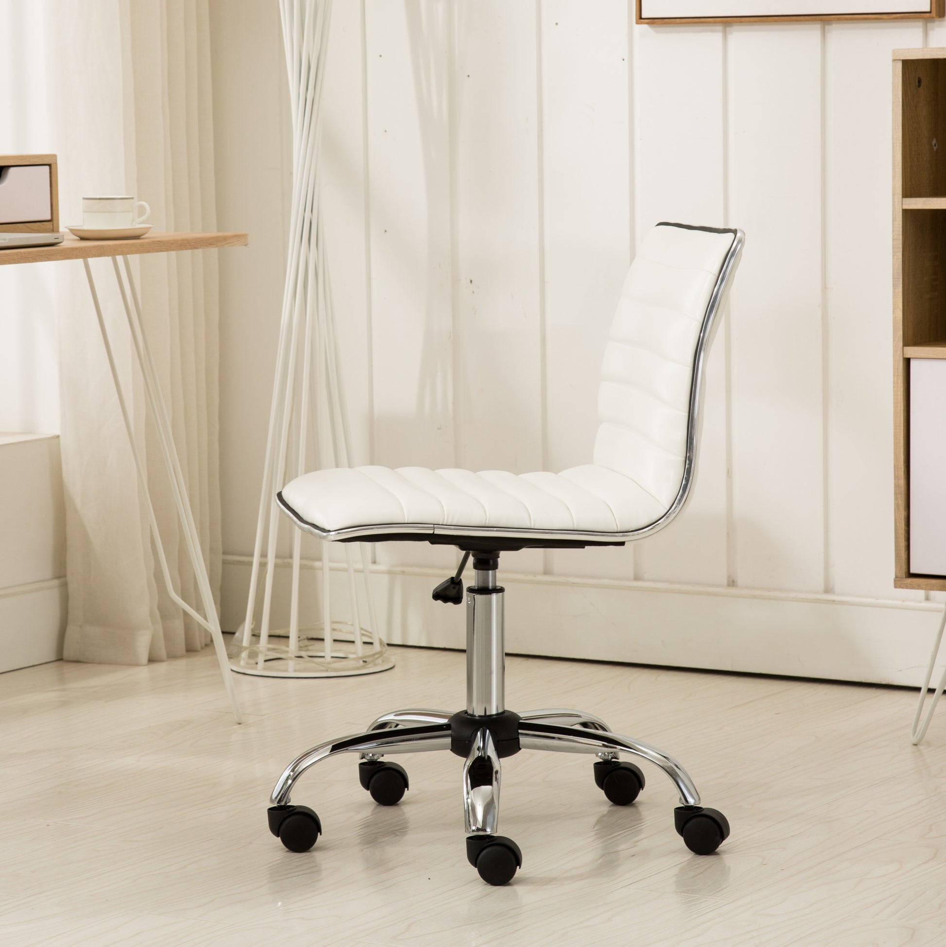 Fremo Chromel Adjustable Air Lift Office Chair, White - Abrihome