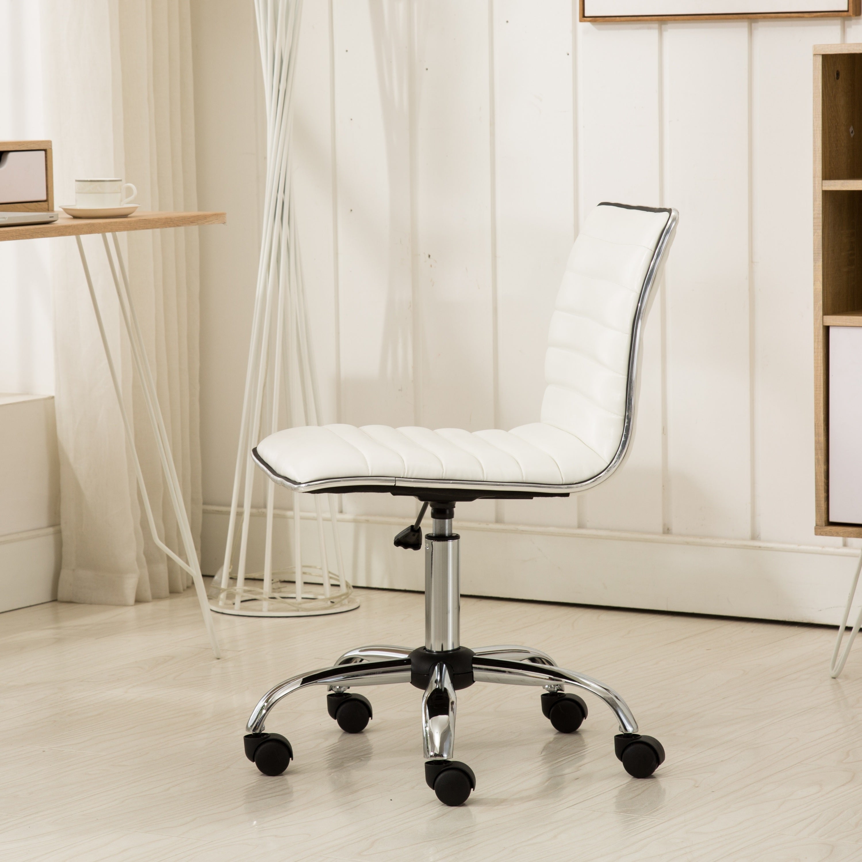 Fremo Chromel Adjustable Air Lift Office Chair, White - Abrihome