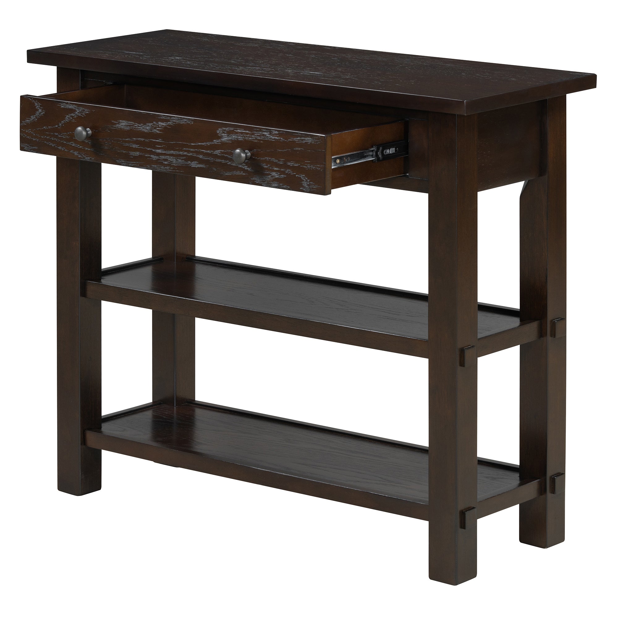 TREXM Retro Console Table with Drawer and Two Sturdy Shelves for Entryway, Living Room (Espresso)