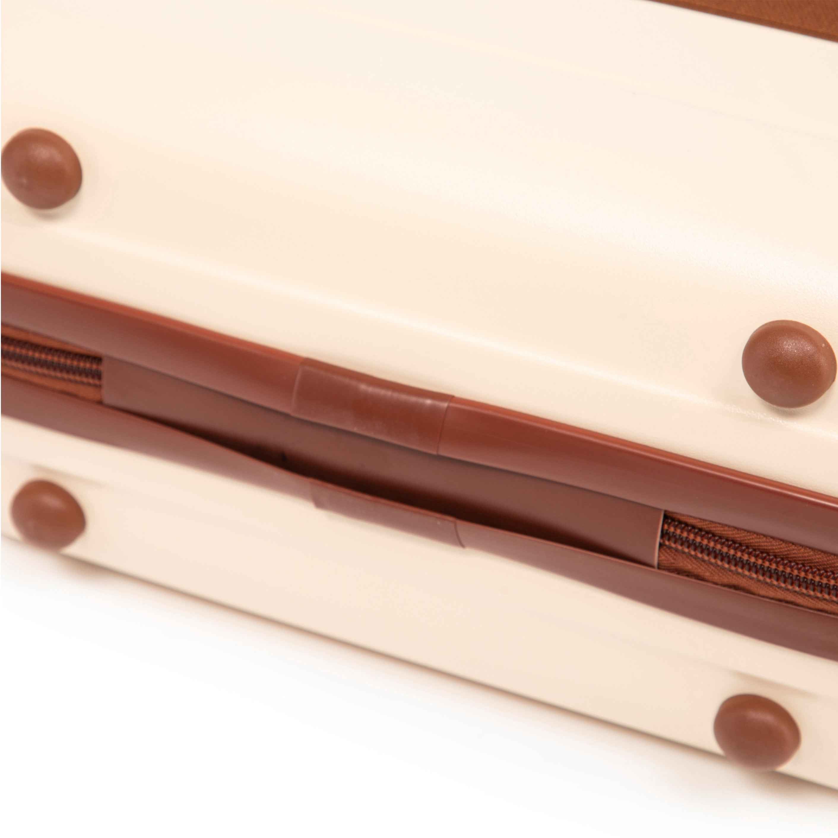 14'/20' 2 pcs/set in ABS Spinner Wheel Luggage, with Combination Lock,14' Cosmetic Case (Beige)