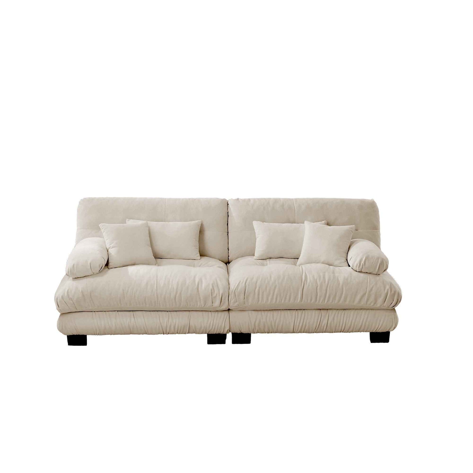 Cloud Couch 2 Seater Sofa for Living Room, Chenille 2 - Seat sofa with 2 Lumbar pillows and 2 throw pillows,Chenille Light coffee