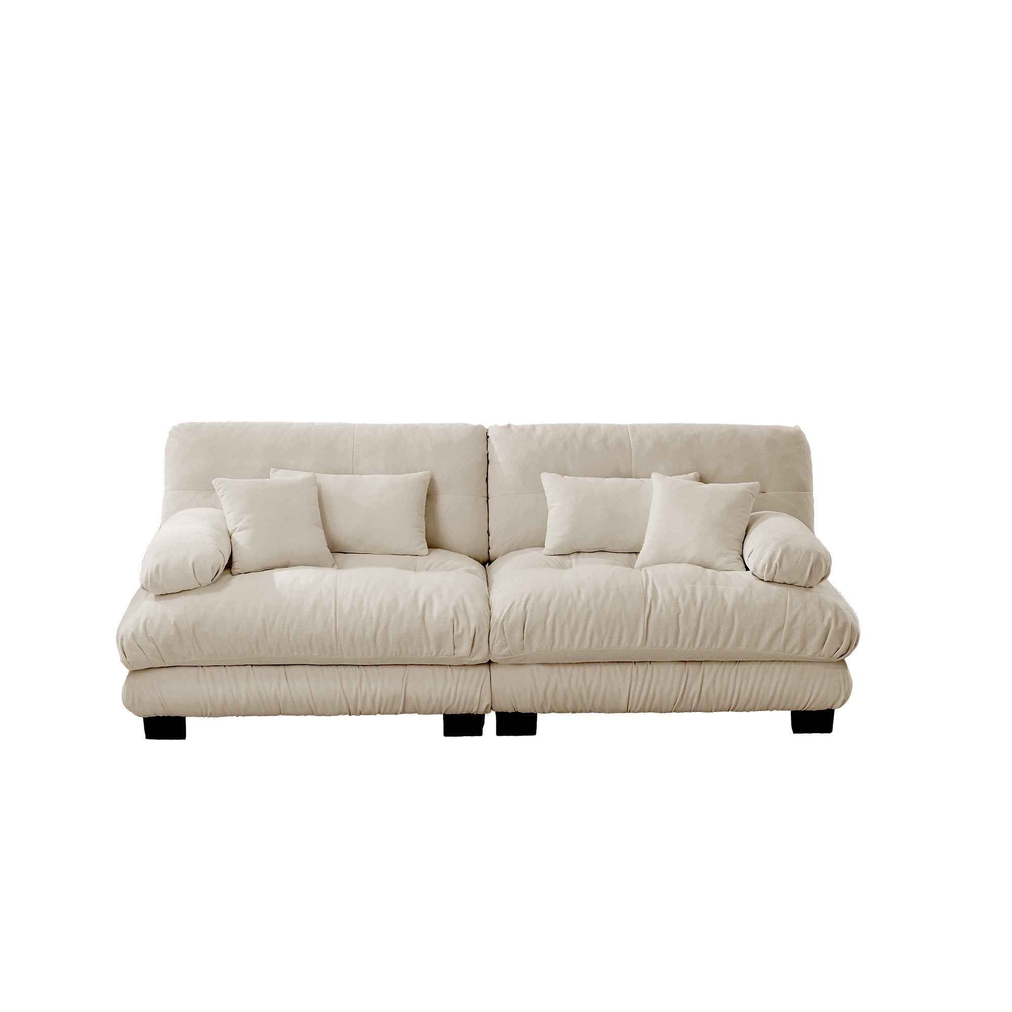 Cloud Couch 2 Seater Sofa for Living Room, Chenille 2 - Seat sofa with 2 Lumbar pillows and 2 throw pillows,Chenille Light coffee