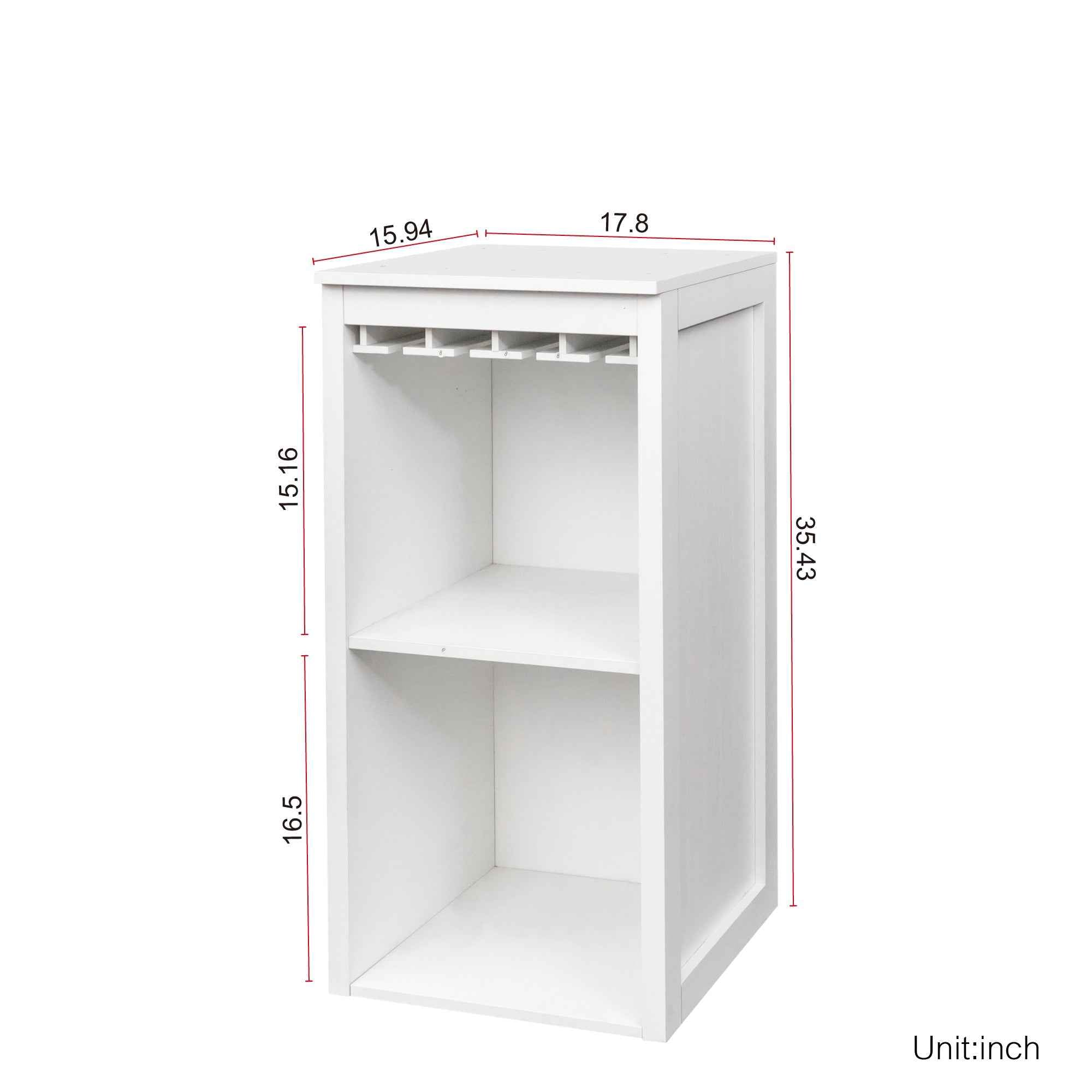 WHITE color modular wine bar Cabinet with Storage Shelves for Dining Room