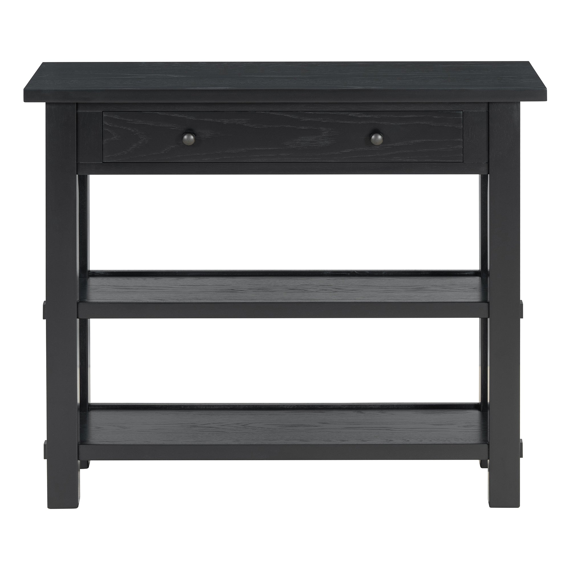 TREXM Retro Console Table with Drawer and Two Sturdy Shelves for Entryway, Living Room (Black)