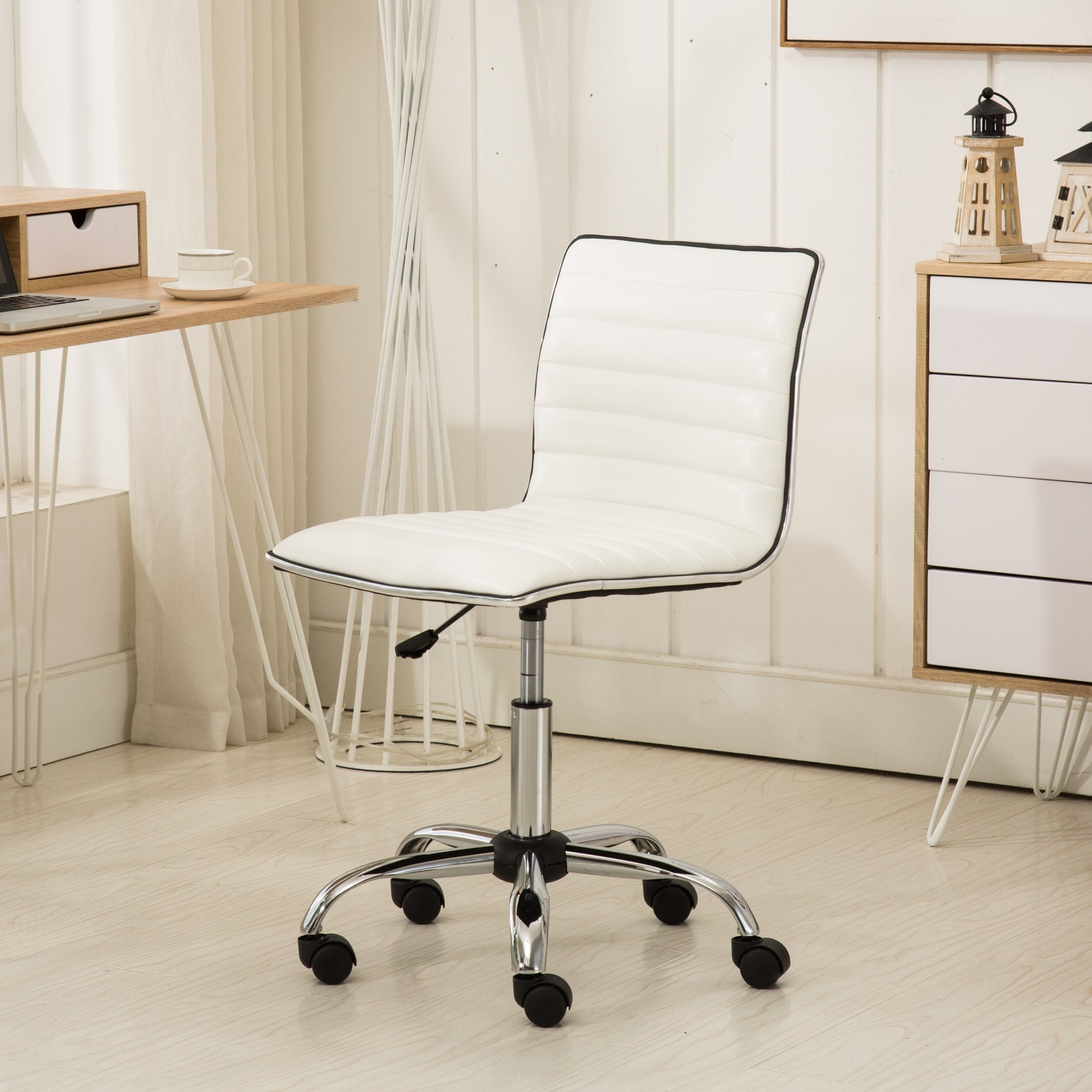 Fremo Chromel Adjustable Air Lift Office Chair, White - Abrihome