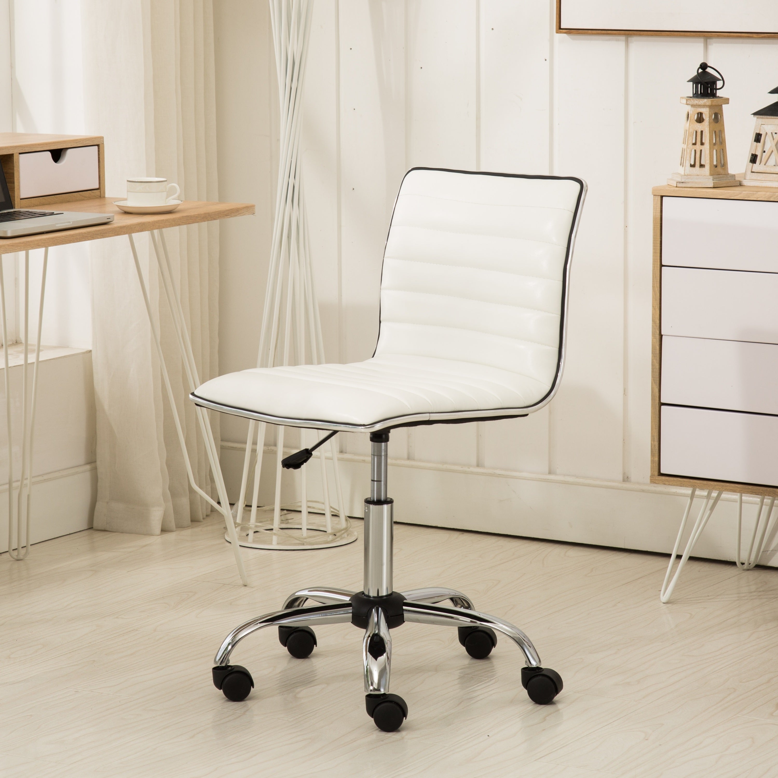 Fremo Chromel Adjustable Air Lift Office Chair, White - Abrihome
