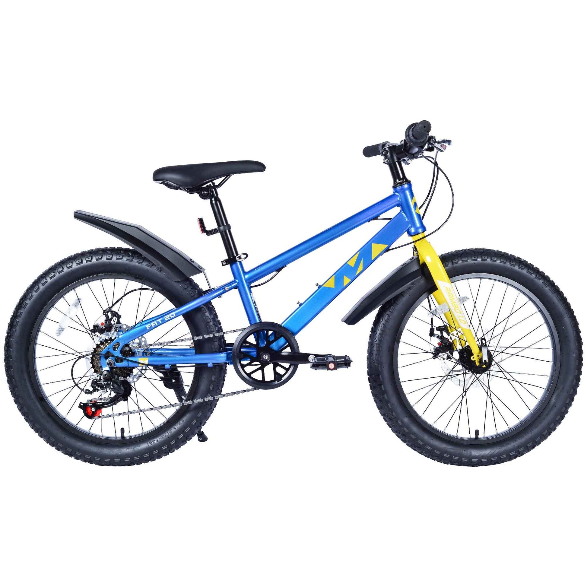 20 Inch Kids Bicycles , Fat Tire Mountain Bike for Boys and Girls Age 5 + Years ,7-Speed Dual-Disc Brake ,Kids Beach and Snow Bicycle
