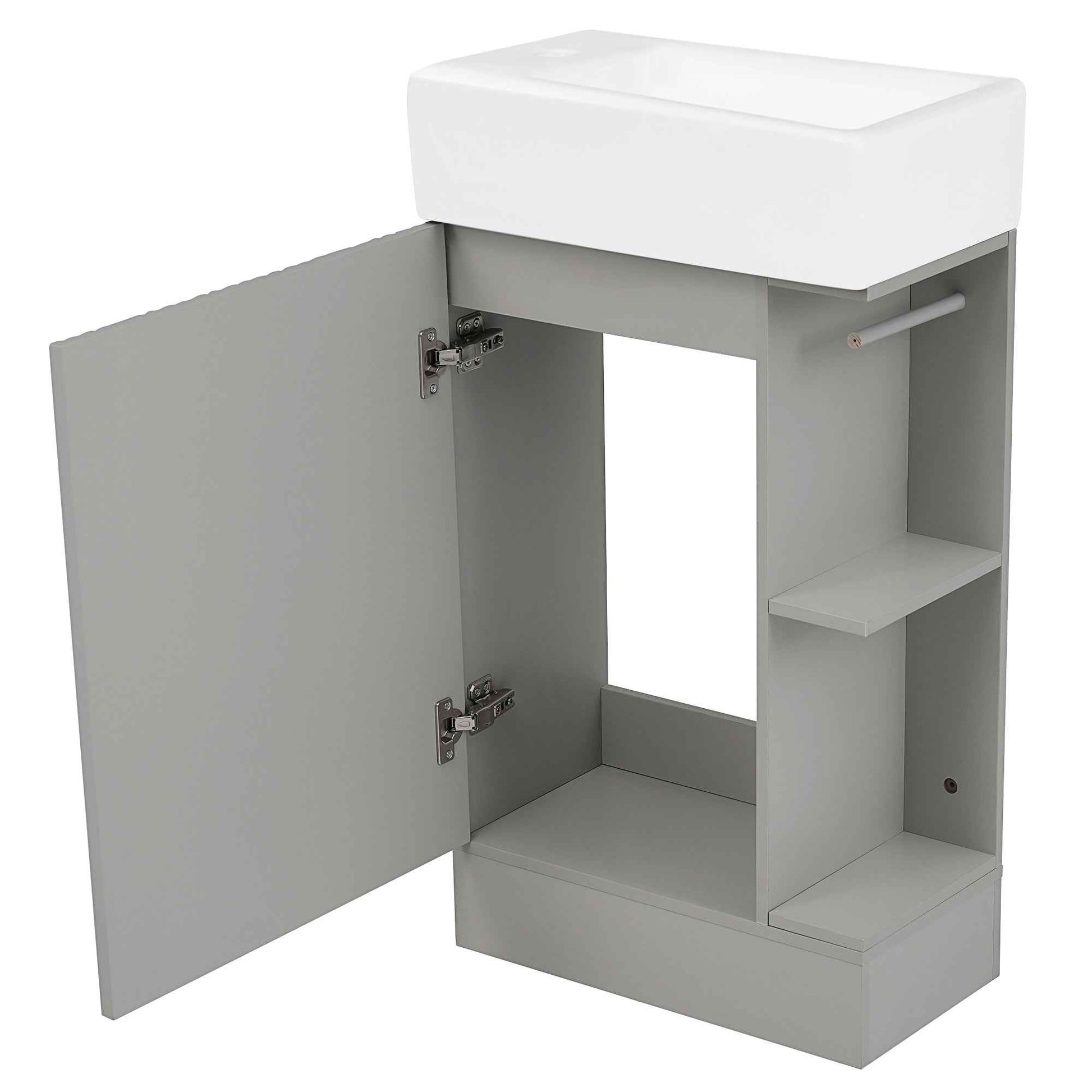 18.6' Bathroom Vanity with Sink, Bathroom Vanity Cabinet with Two-tier Shelf, Left or Right Orientation, Grey  (Old Sku:WF308491AAE)