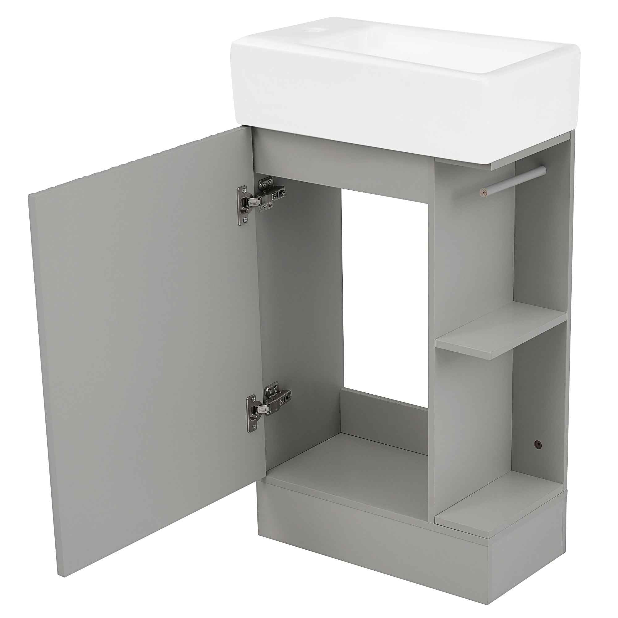 18.6' Bathroom Vanity with Sink, Bathroom Vanity Cabinet with Two-tier Shelf, Left or Right Orientation, Grey  (Old Sku:WF308491AAE)