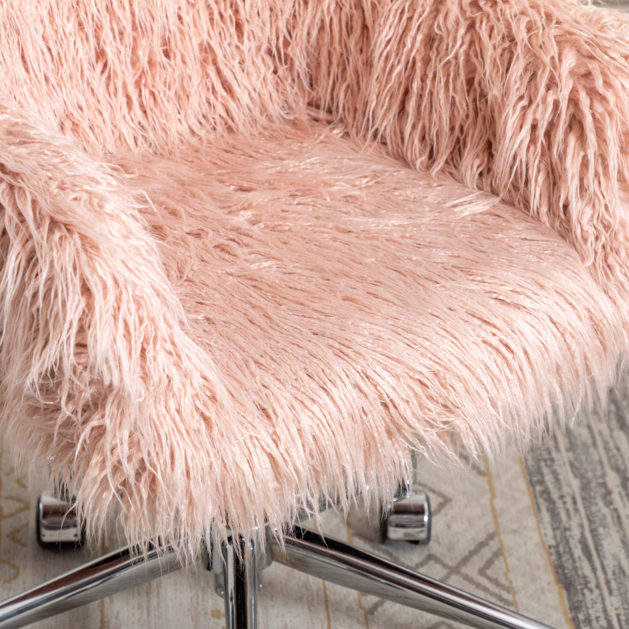 HengMing Modern Faux fur home  office chair, fluffy chair for girls, makeup vanity Chair