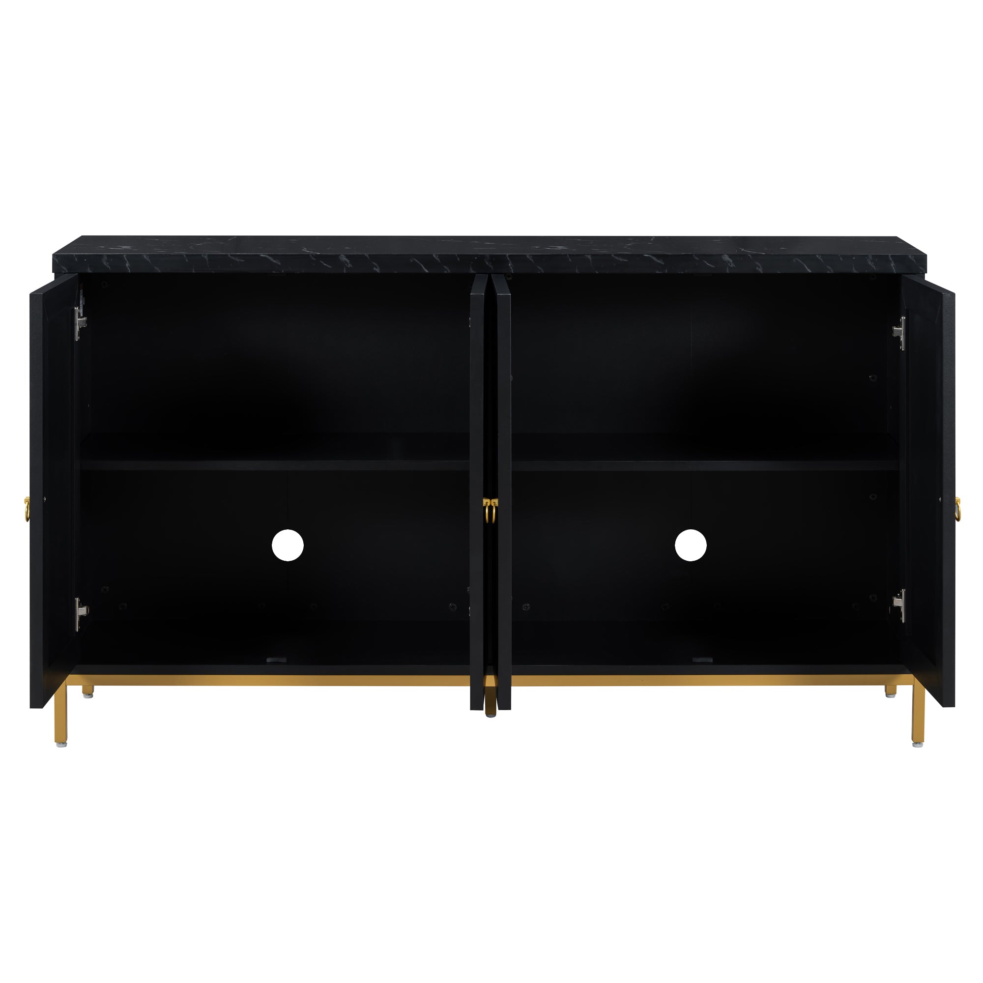 TREXM Modern Sideboard with Extra Large Storage Space with Metal Handles and Support Legs for Living Room and Dining Room (Black)