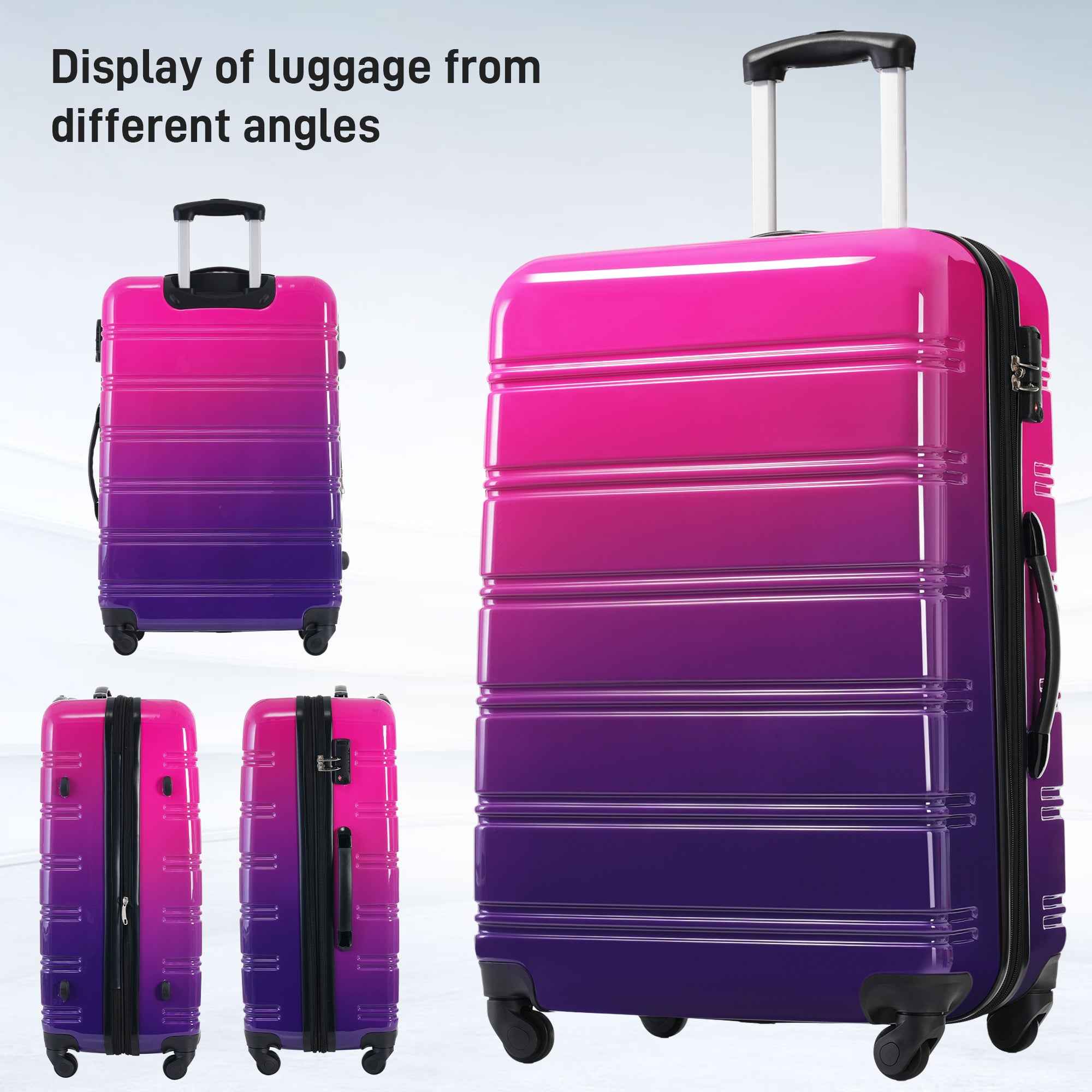 Gradient Color Expandable Hardshell Luggage Set with Spinner Wheels and TSA Lock, 20' 24' 28' Available, Purple and Pink