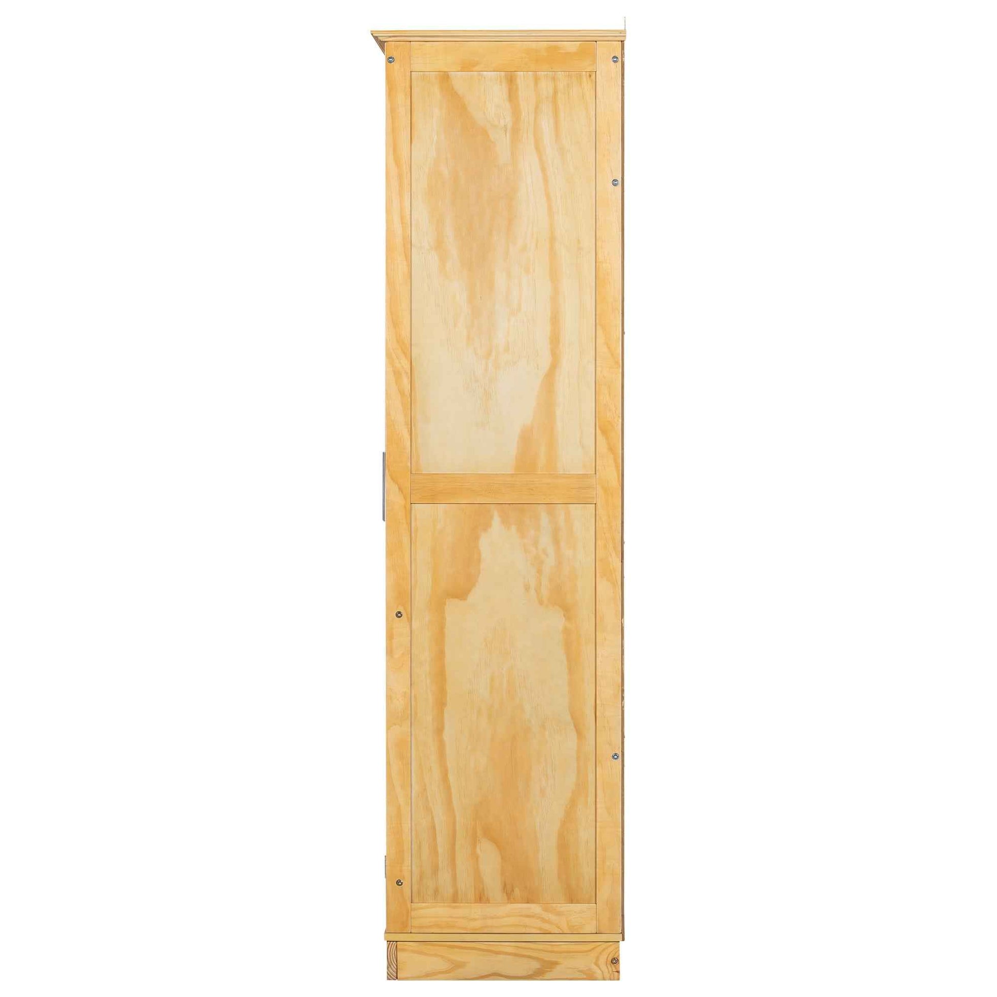 TOPMAX 44.7x20x75inch Kitchen Pantry, Freestanding Kitchen Storage Cabinet Display Cabinet with Glass Doors and 4 Built-in Drawers for Living Room, Home Office, Natural