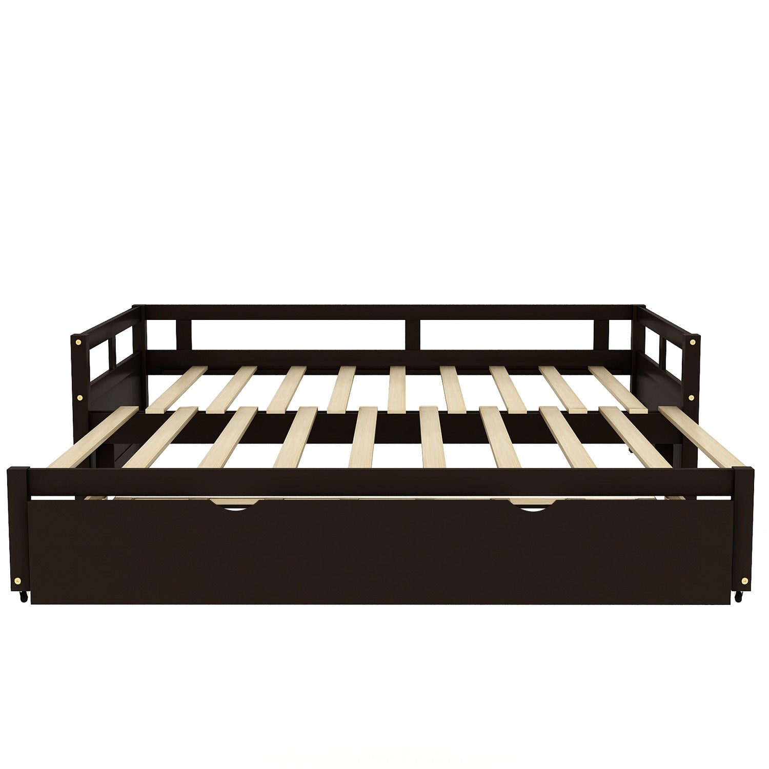 Extending Daybed with Trundle, Wooden Daybed with Trundle, Espresso - Abrihome