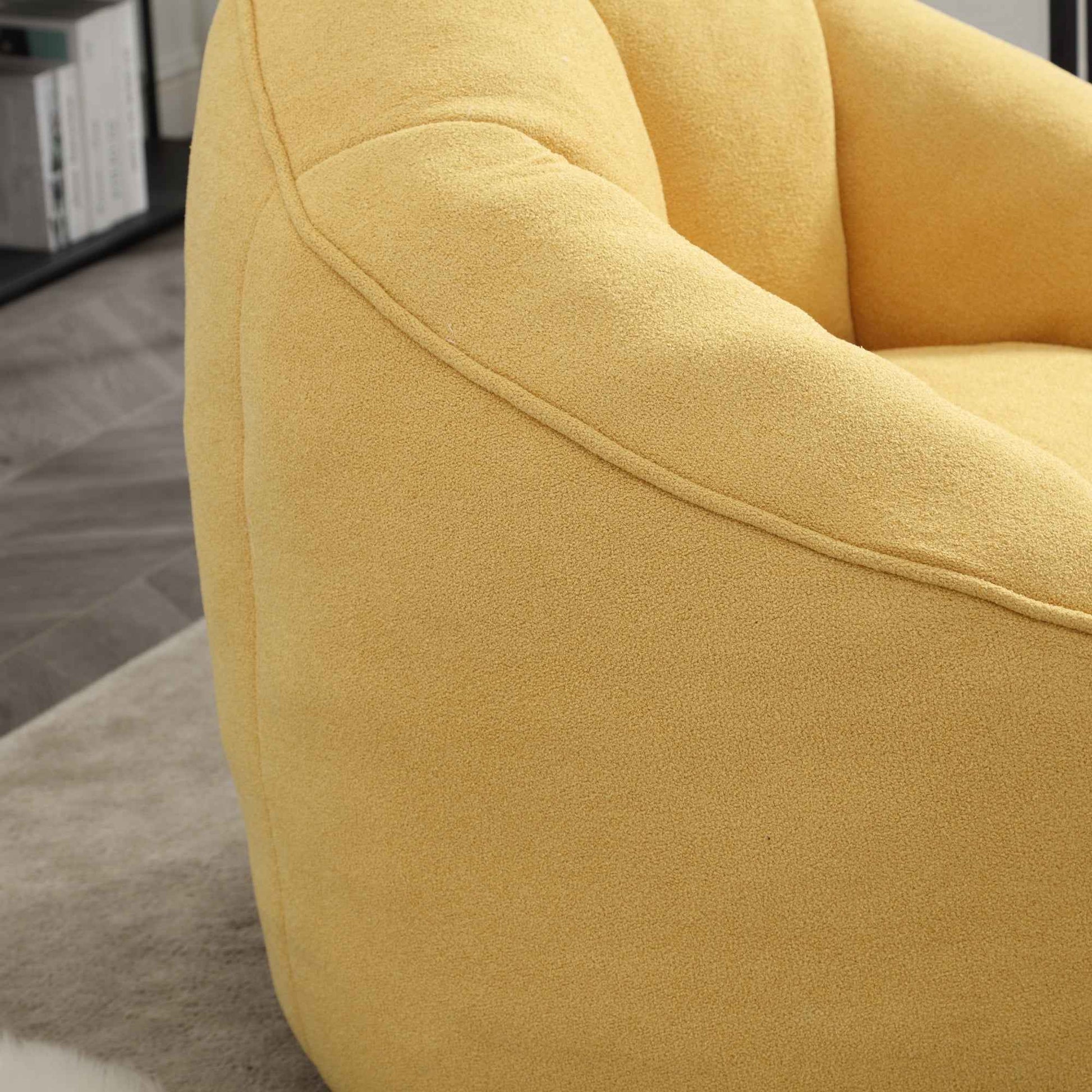 Bedding Bean Bag Sofa Chair with High-Pressure Foam and Footrest, Yellow Microfiber