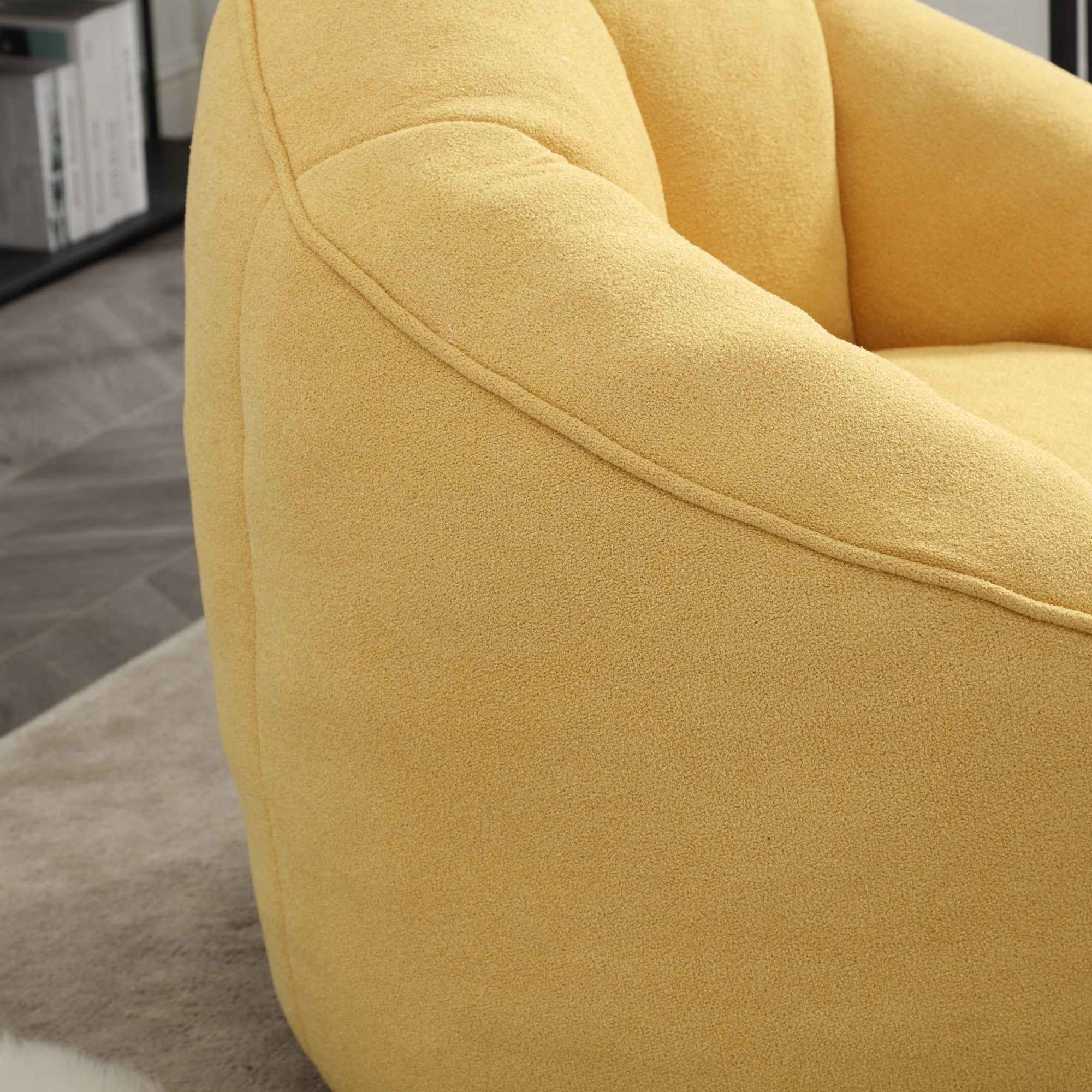 Bedding Bean Bag Sofa Chair with High-Pressure Foam and Footrest, Yellow Microfiber