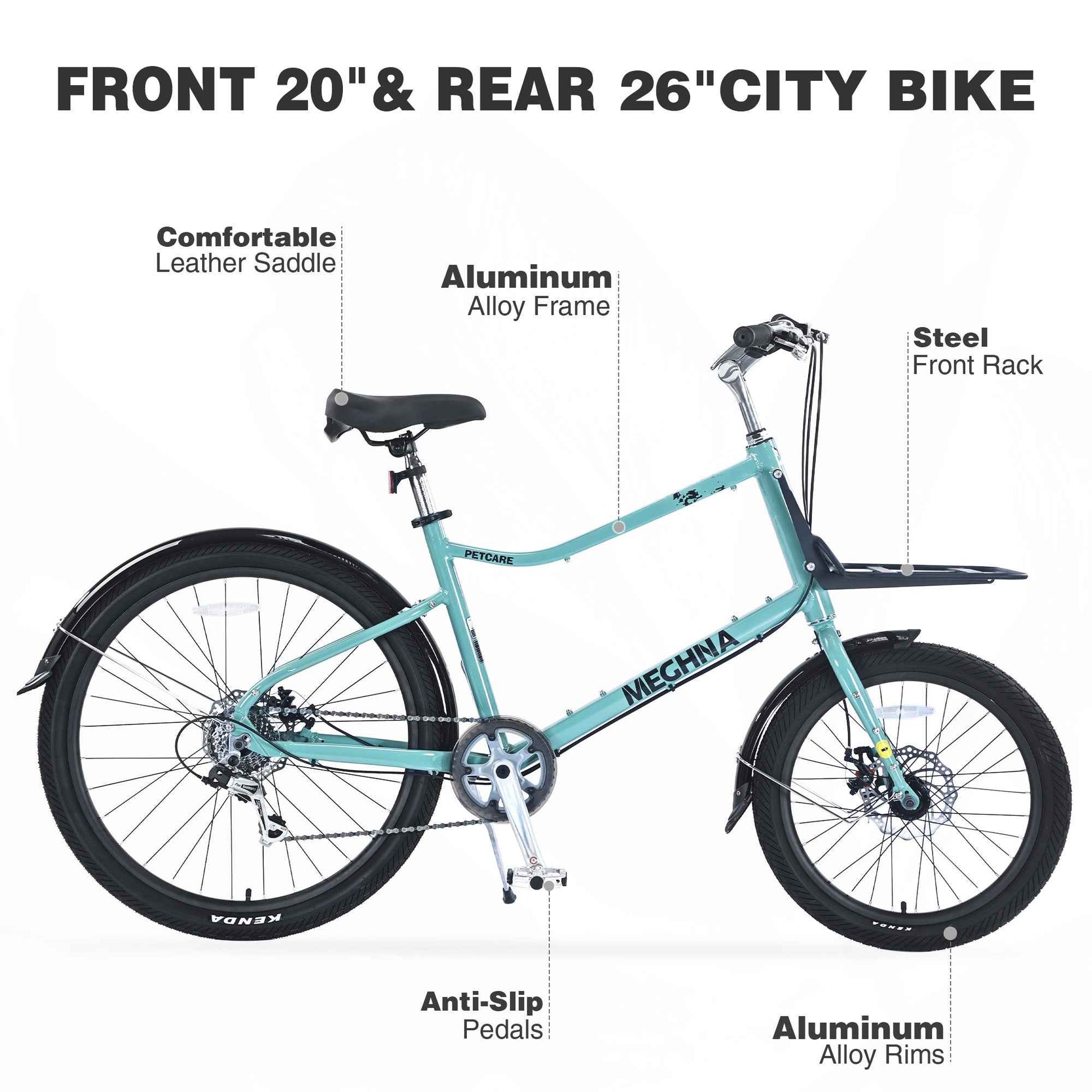 7 Speed, Aluminum Alloy Frame, Multiple Colors 26 Inch Bike,Cargo Bike for Women and Men