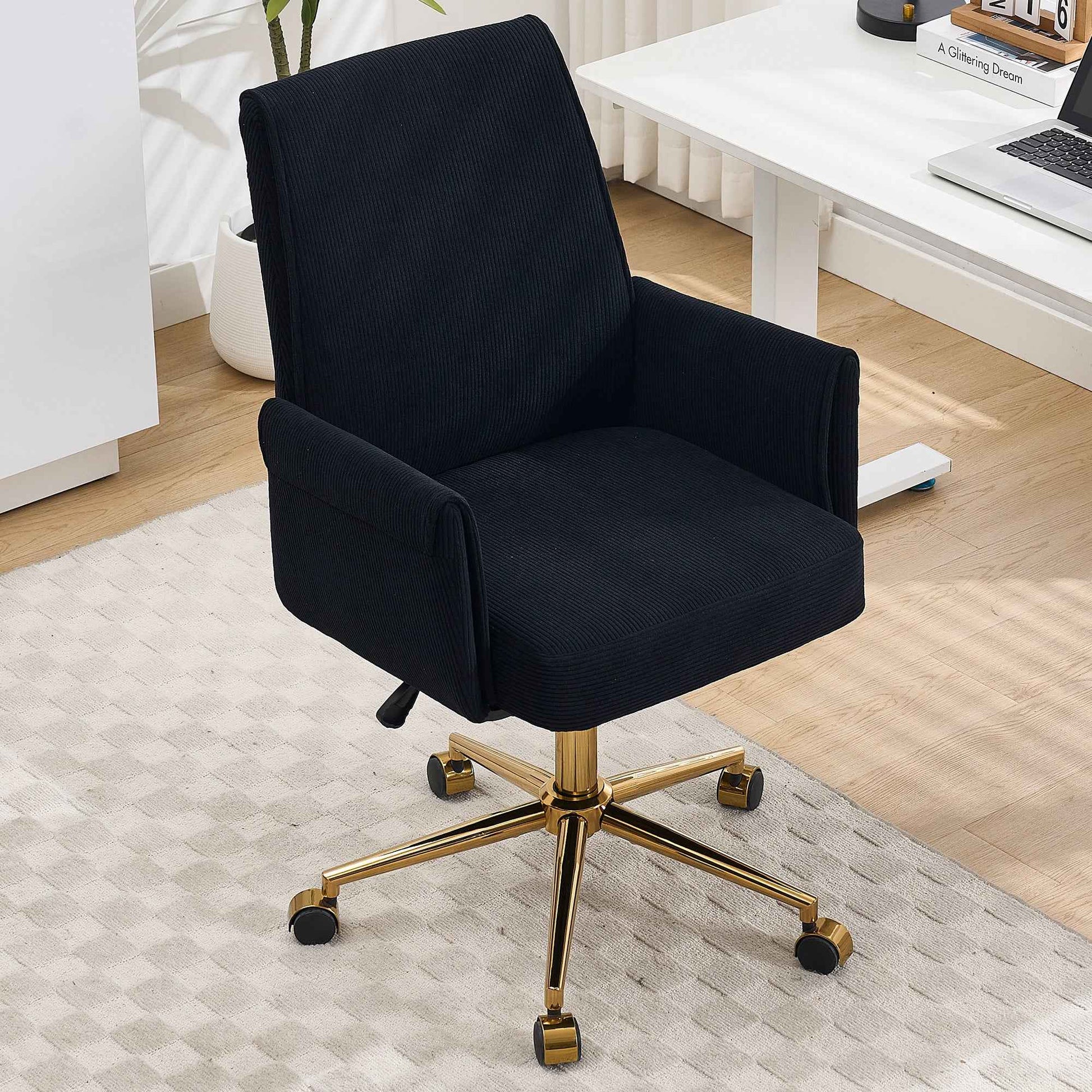 Mid-back liftable office chair, striped fabric, and ergonomically designed, is an excellent choice for working, studying or relaxing. The mid-back design provides a better sitting experience.Black