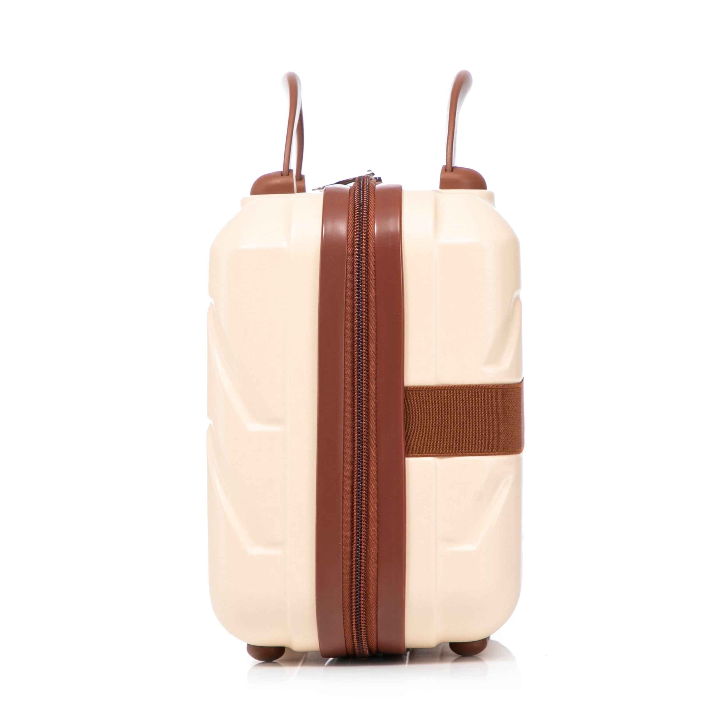 14'/20' 2 pcs/set in ABS Spinner Wheel Luggage, with Combination Lock,14' Cosmetic Case (Beige)