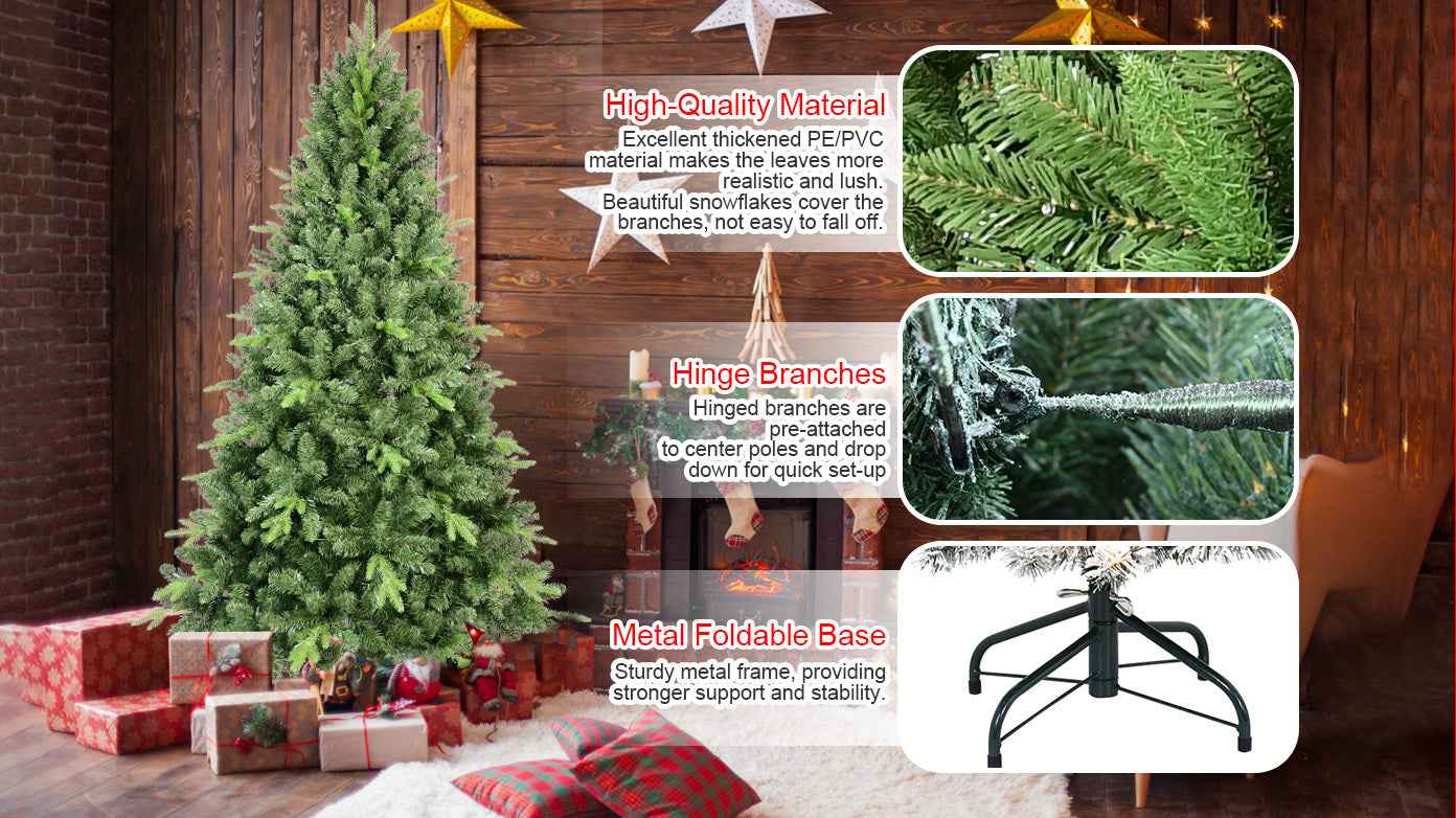 4FT Classic Christmas Tree with 636 PE+PVC Tips – Realistic Hinged Branches, Easy Assembly, Stable Metal Stand, Full Natural Look for Holiday Decorating