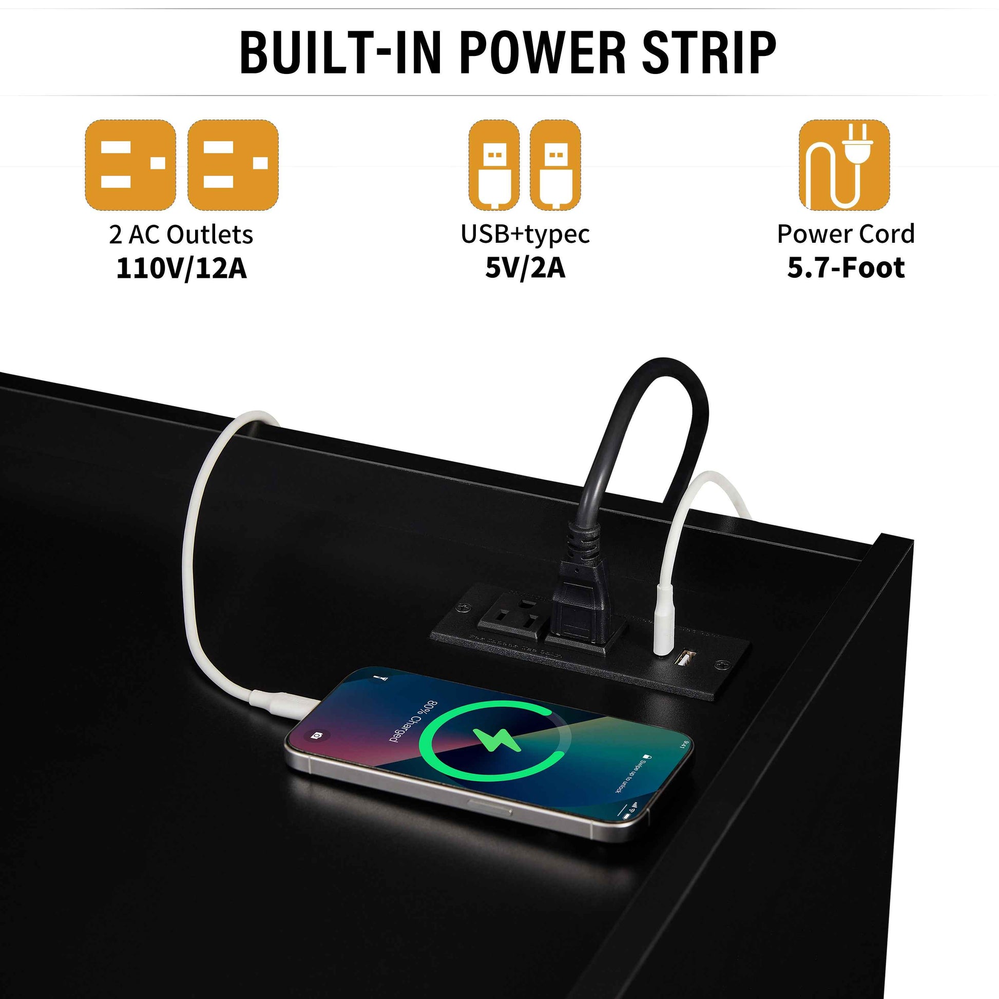 Mirod Modern TV Stand with Ample Storage,4 Drawer Design with Tempered Glass ,Built-in Charging Ports and Ambient LED Lighting ,Versatile for Any Decor Style