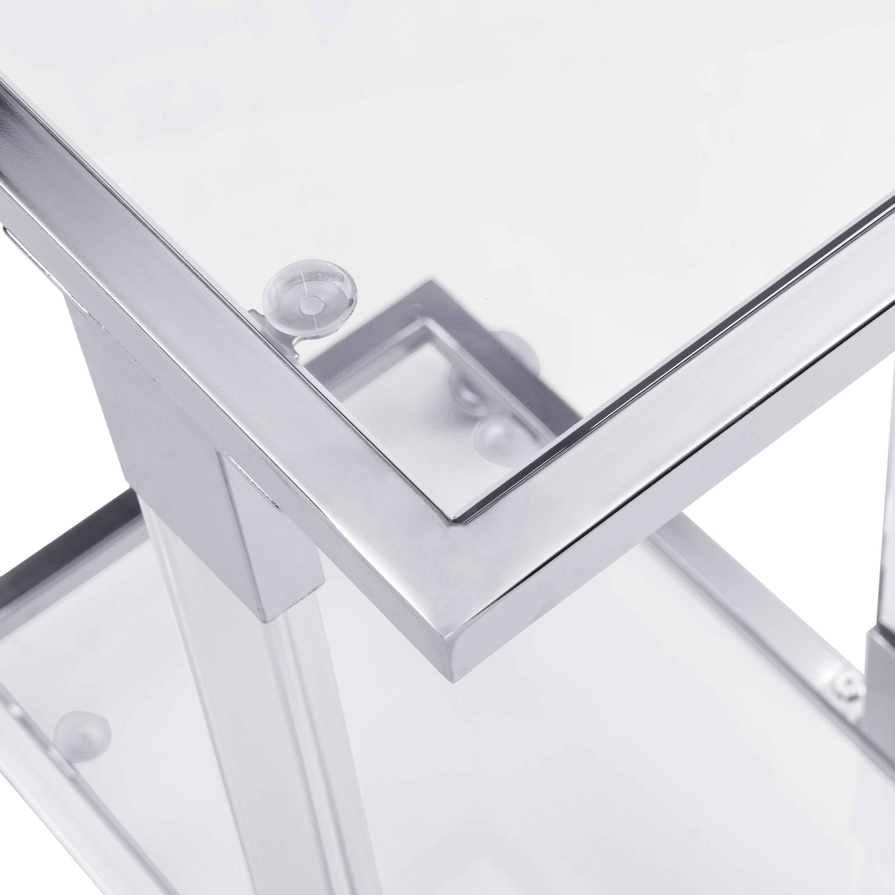Modern Chrome Glass Side Table with Acrylic and Metal Base for Living Spaces