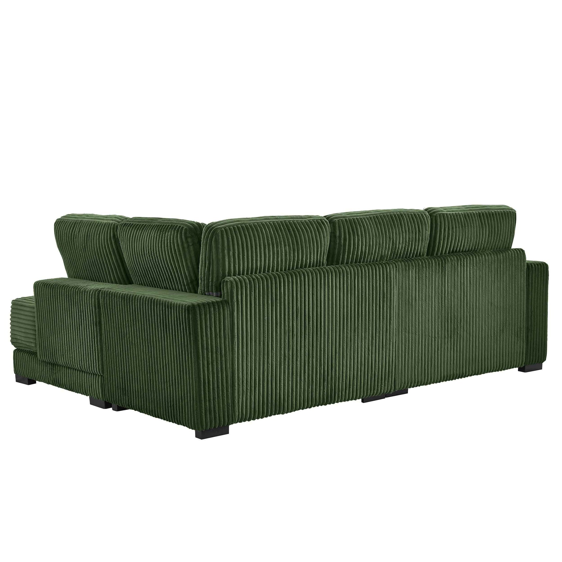 93' Sectional Sofa, L Shaped Sofa Couch with Reversible Chaise Lounge, Upholstered Soft Corduroy Couch for Living Room, Apartment (Green)