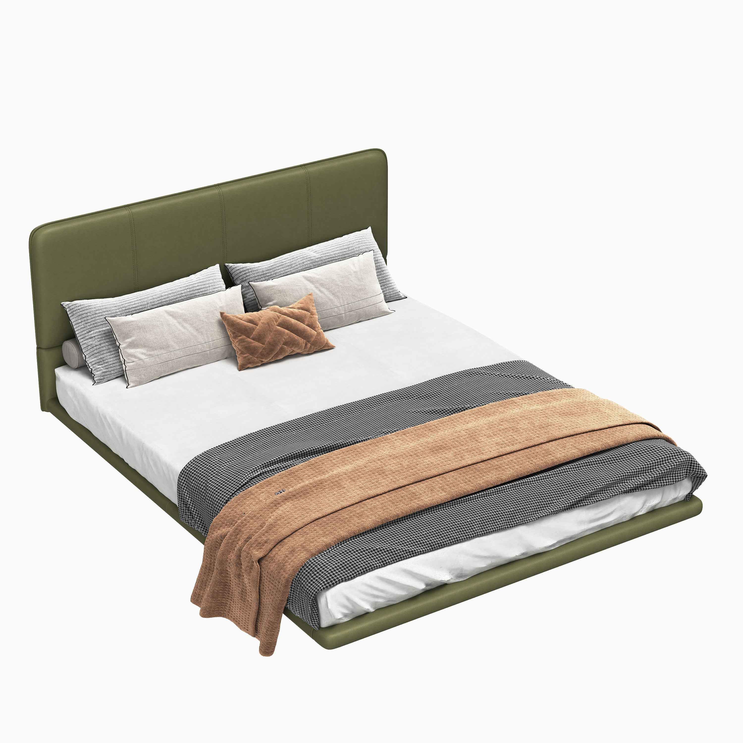 Floating Bed Frame with LED Light, Modern PU Leather Platform Bed, No Boxing Spring Needed, Assemble Easily, Full Size