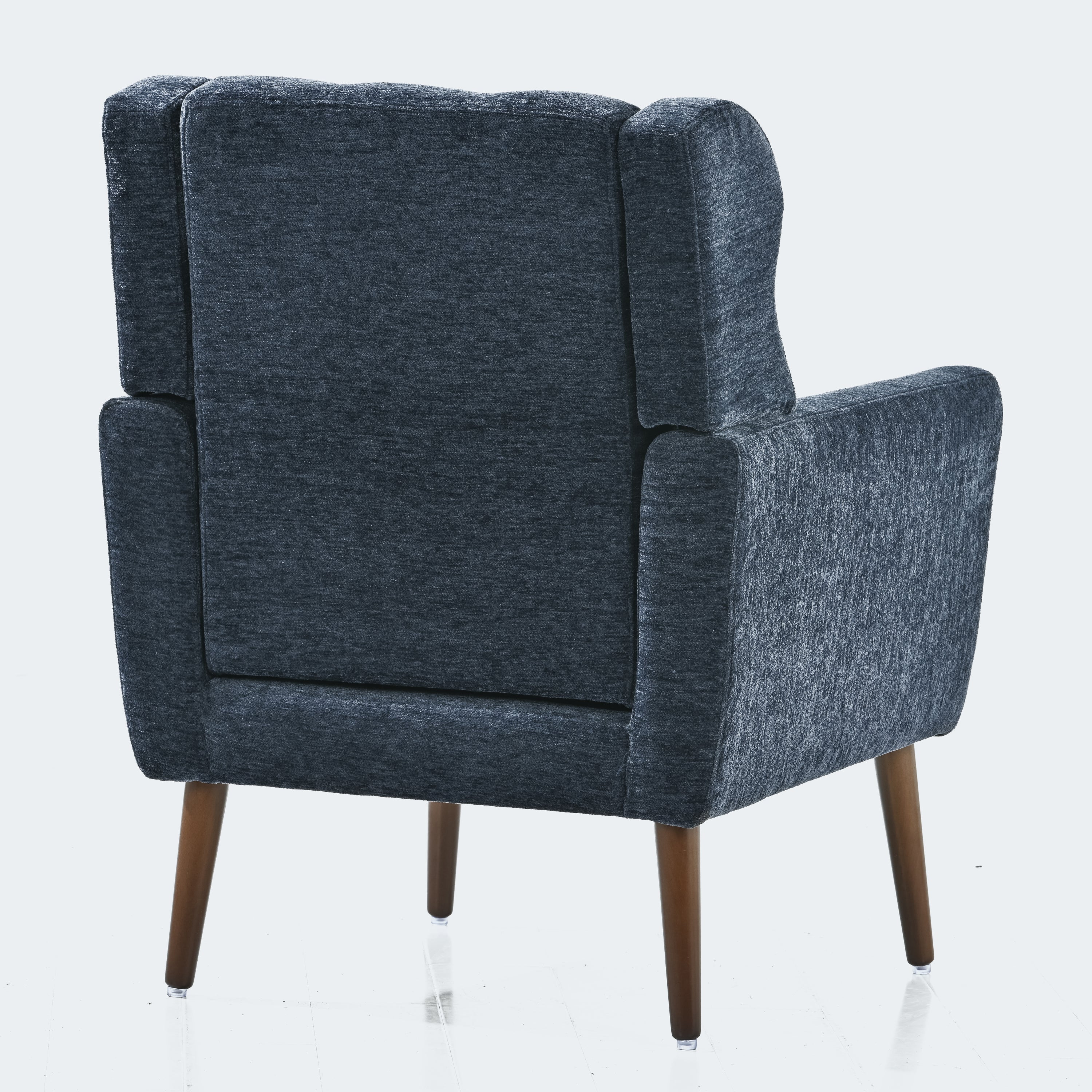 Modern Accent Chair,Chenille Arm Chairs for Living Room,Upholstered Mordern Armchair,Comfy Soft Padded Lounge Chair in Small Space, Bedroom, w/Pillow, Solid Wood Leg (Dark Blue)