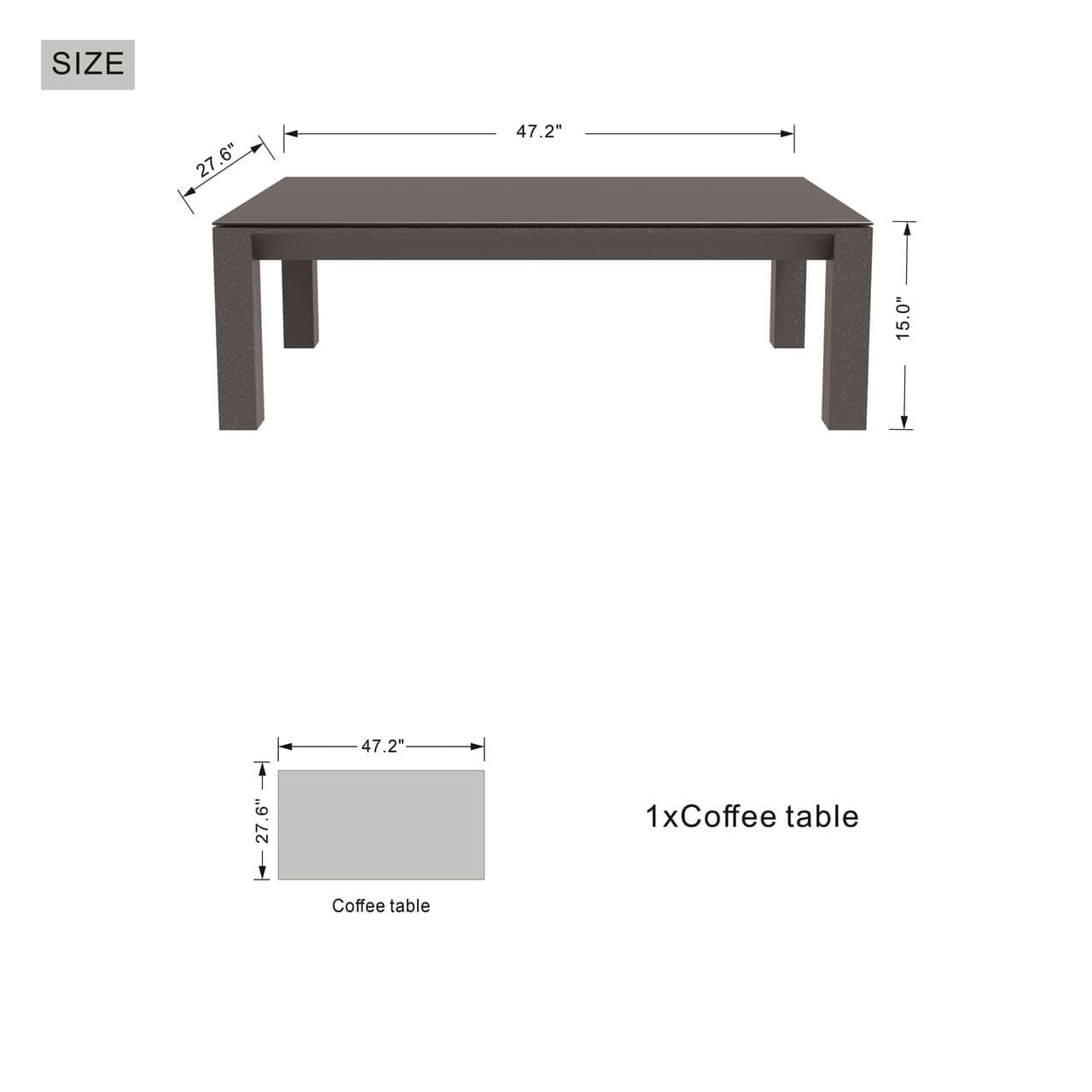 Dark Gray 8 - Piece Aluminum Patio Seating Sofa Set with Plush Cushions (PAS - 2327+2326+2326/7 - T) - Direct Wicker