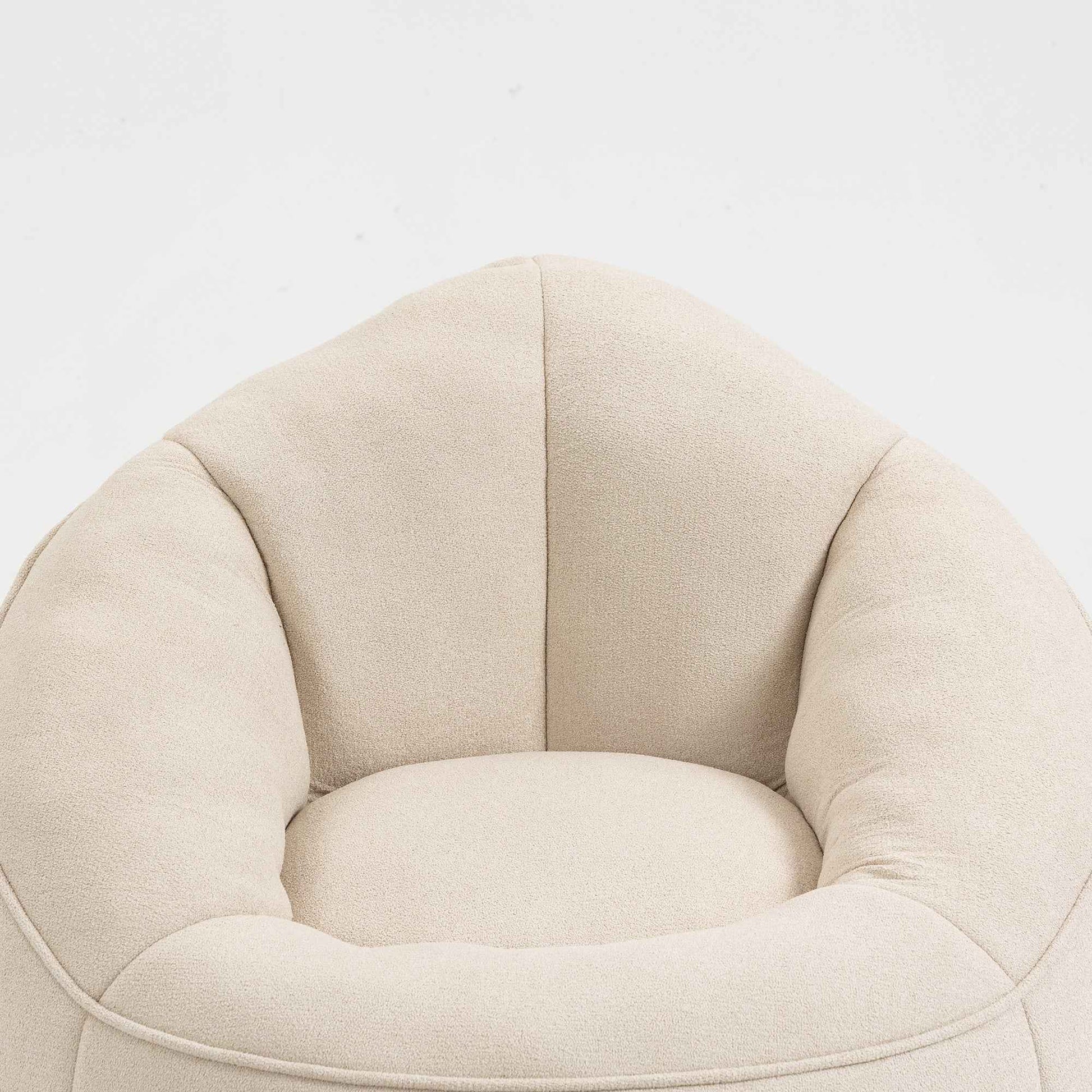 Bedding Bean Bag Sofa Chair with High-Pressure Foam and Footrest, Beige Microfiber