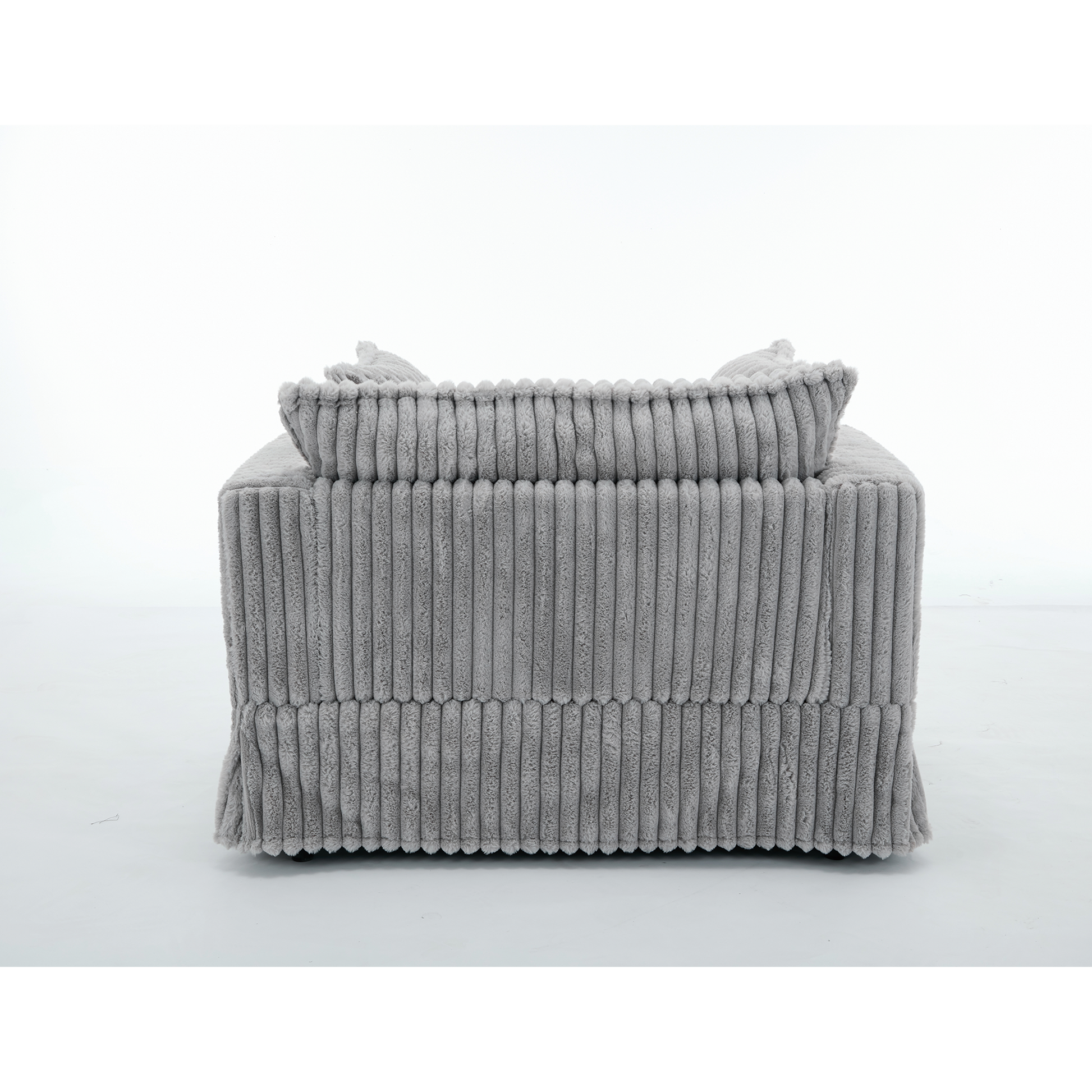 [NEW ARRIVED] 47.7'' Oversized Corduroy Chaise Longue with Ottoman,  Deep Seat  Reclining Chair Sofa, Comfy Thicked Upholstered Pad Chair ,with Foot Stool ,OVERSIZE, Movable Ottoman,Light Gray