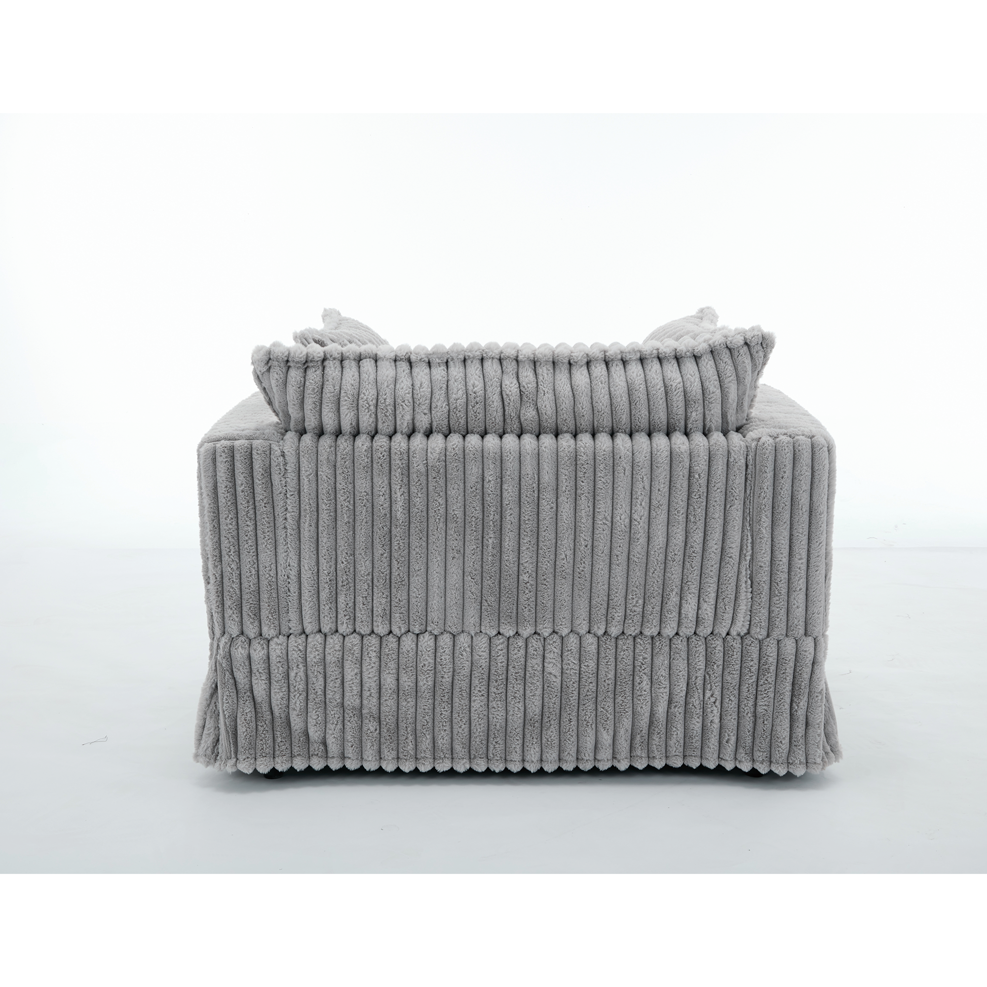 [NEW ARRIVED] 47.7'' Oversized Corduroy Chaise Longue with Ottoman,  Deep Seat  Reclining Chair Sofa, Comfy Thicked Upholstered Pad Chair ,with Foot Stool ,OVERSIZE, Movable Ottoman,Light Gray