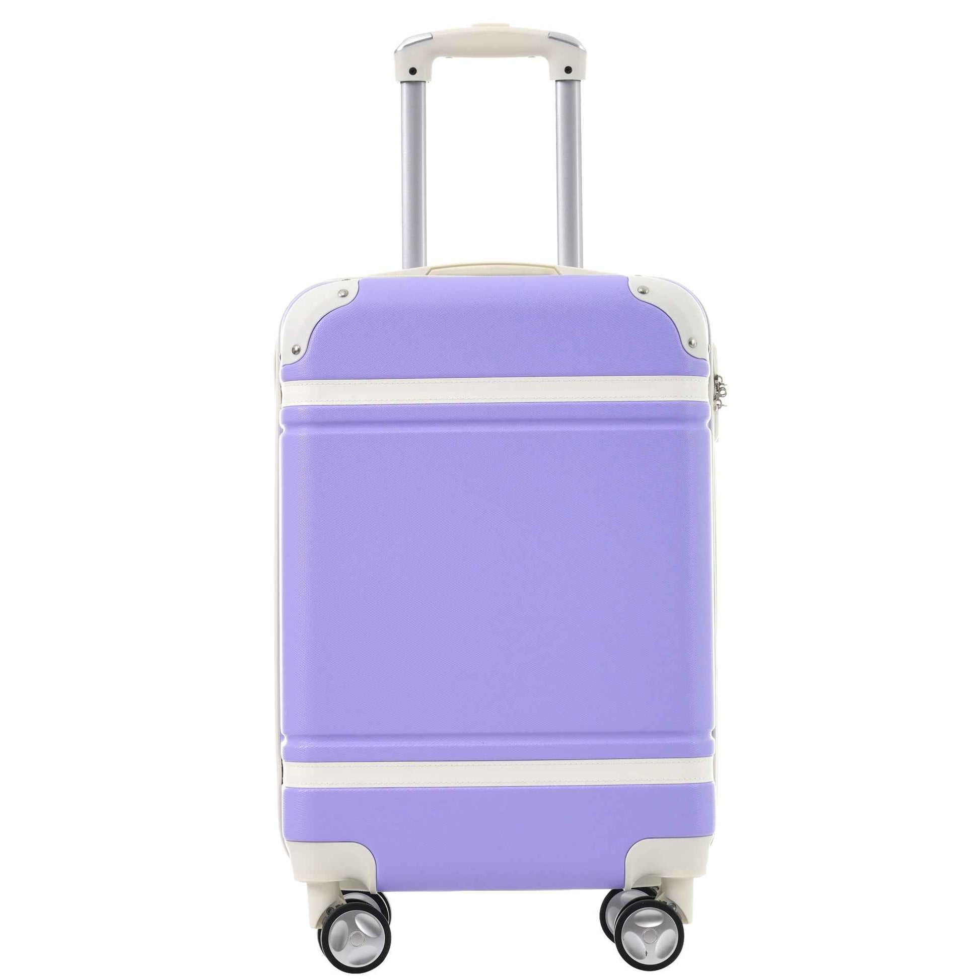 Hardshell Luggage Sets with Bags Lightweight Suitcase Double Spinner Wheels with TSA Lock ,Single Vintage Luggage 28 IN,Purple