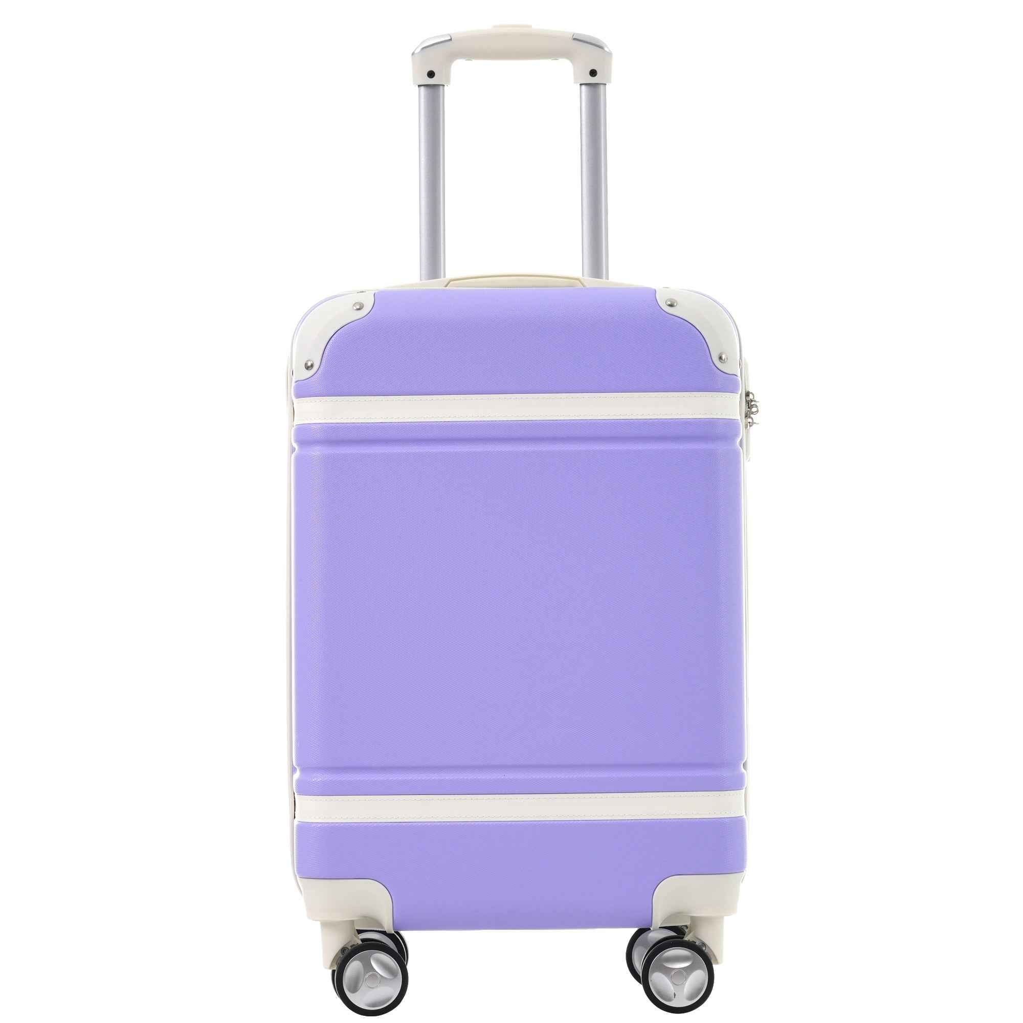 Hardshell Luggage Sets with Bags Lightweight Suitcase Double Spinner Wheels with TSA Lock ,Single Vintage Luggage 28 IN,Purple