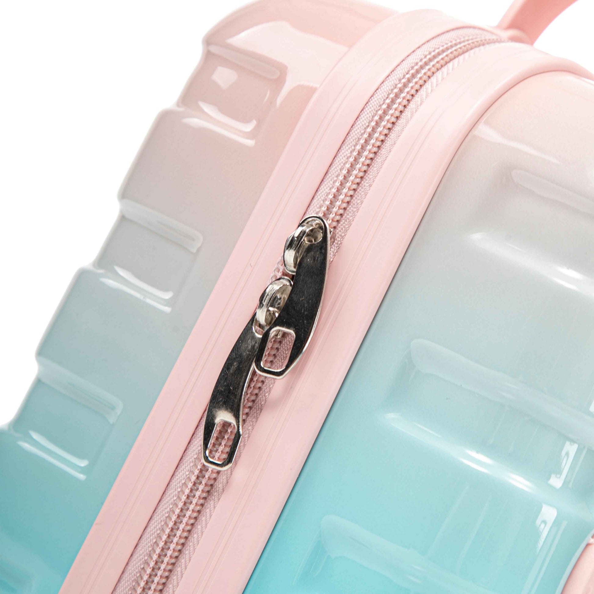 14'/20' 2 pcs/set in PC Spinner Wheel Luggage, Carry on Suitcase, With Gradient Color and Combination Lock(Blue+Pink)