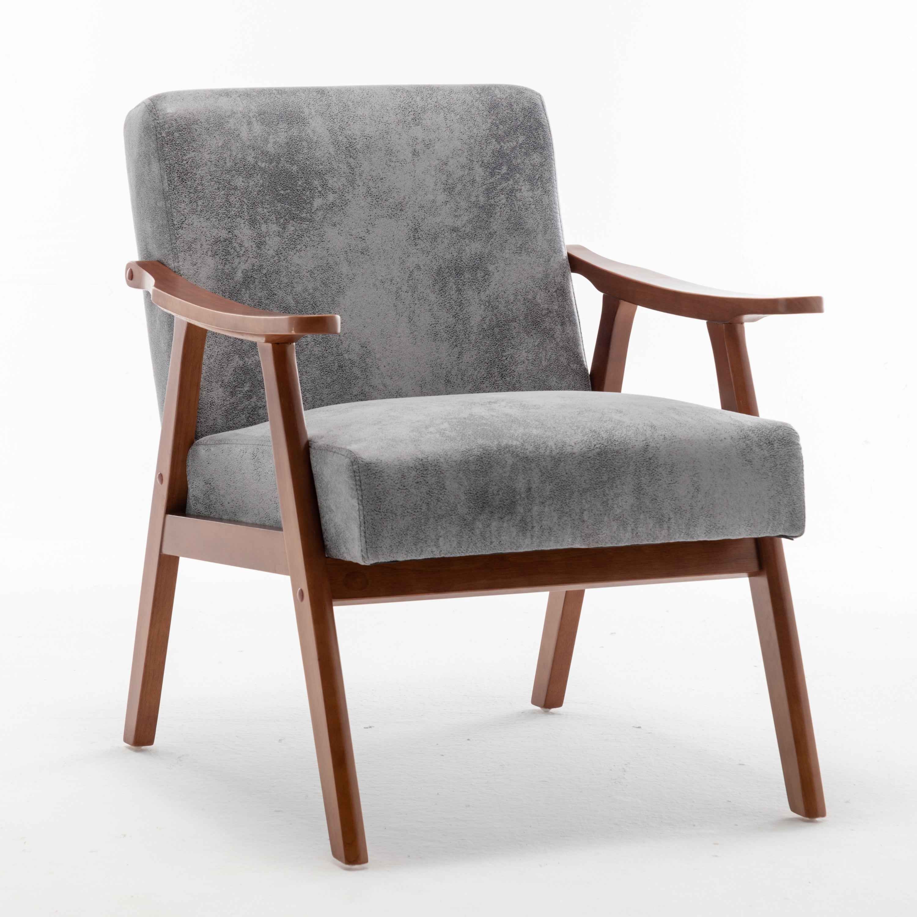 Mid-Century Modern Wingback Accent Chair with Solid Wood Frame and Extra-Thick Backrest – Lounge Chair for Living Room, Bedroom, or Reading Room