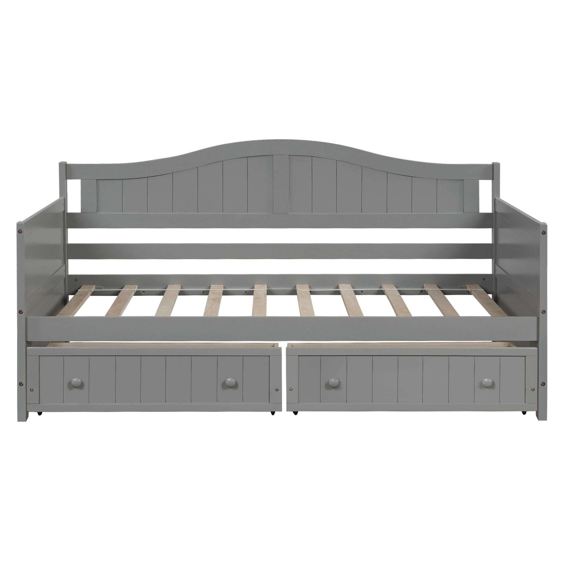 Twin Wooden Daybed with 2 drawers, Sofa Bed for Bedroom Living Room,No Box Spring Needed,Gray - Abrihome