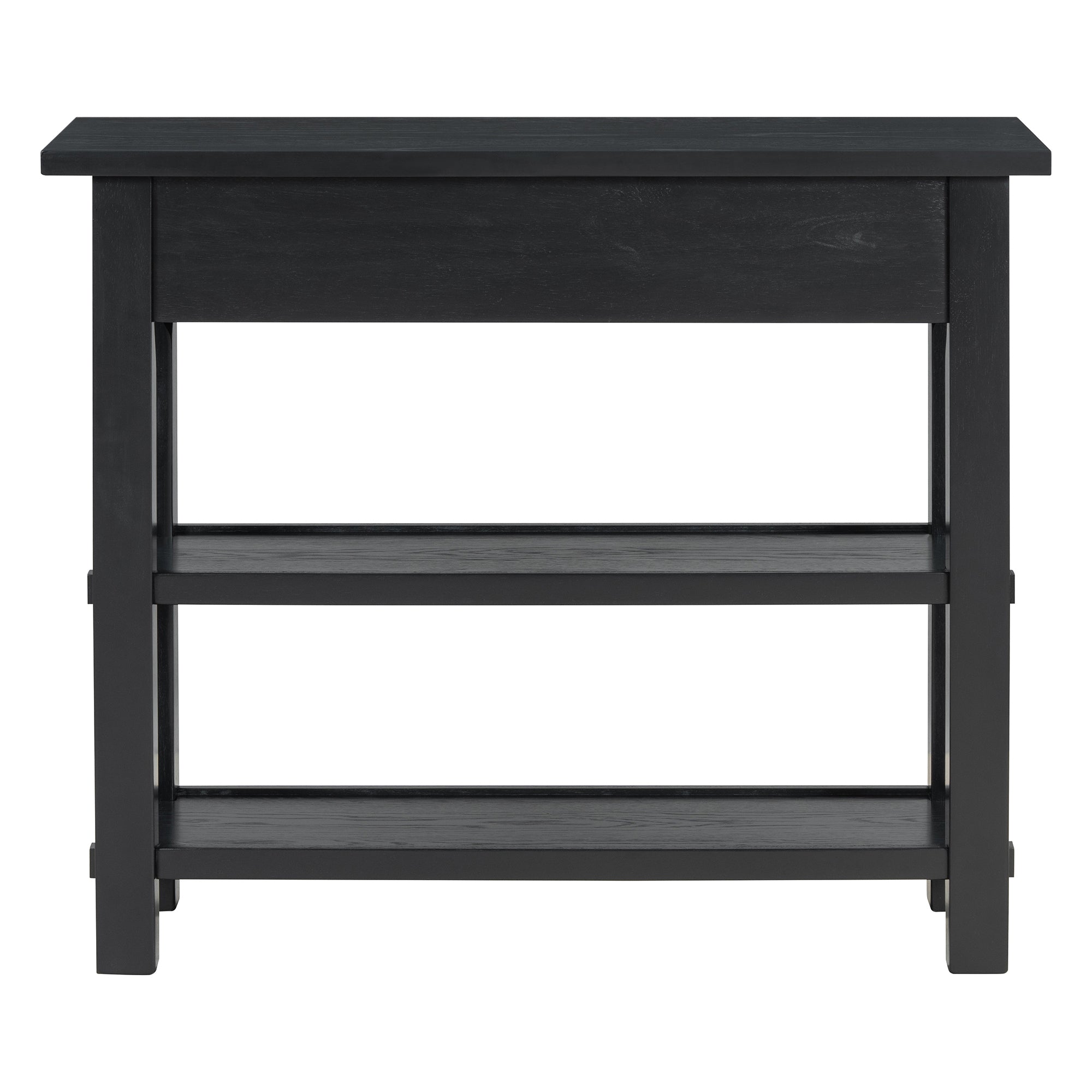 TREXM Retro Console Table with Drawer and Two Sturdy Shelves for Entryway, Living Room (Black)