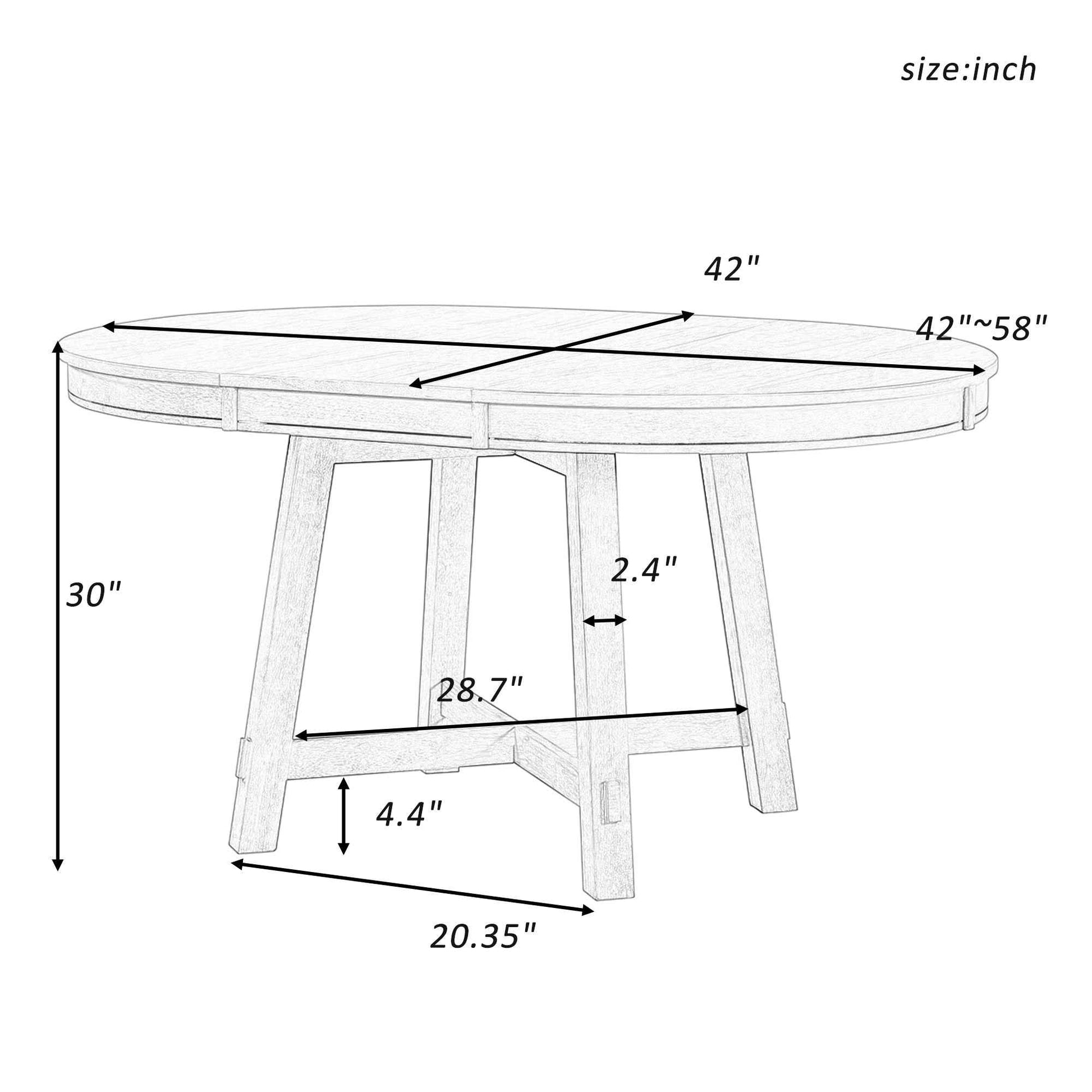 Gia Round Extendable Dining Table with 16' Leaf Wood, Natural