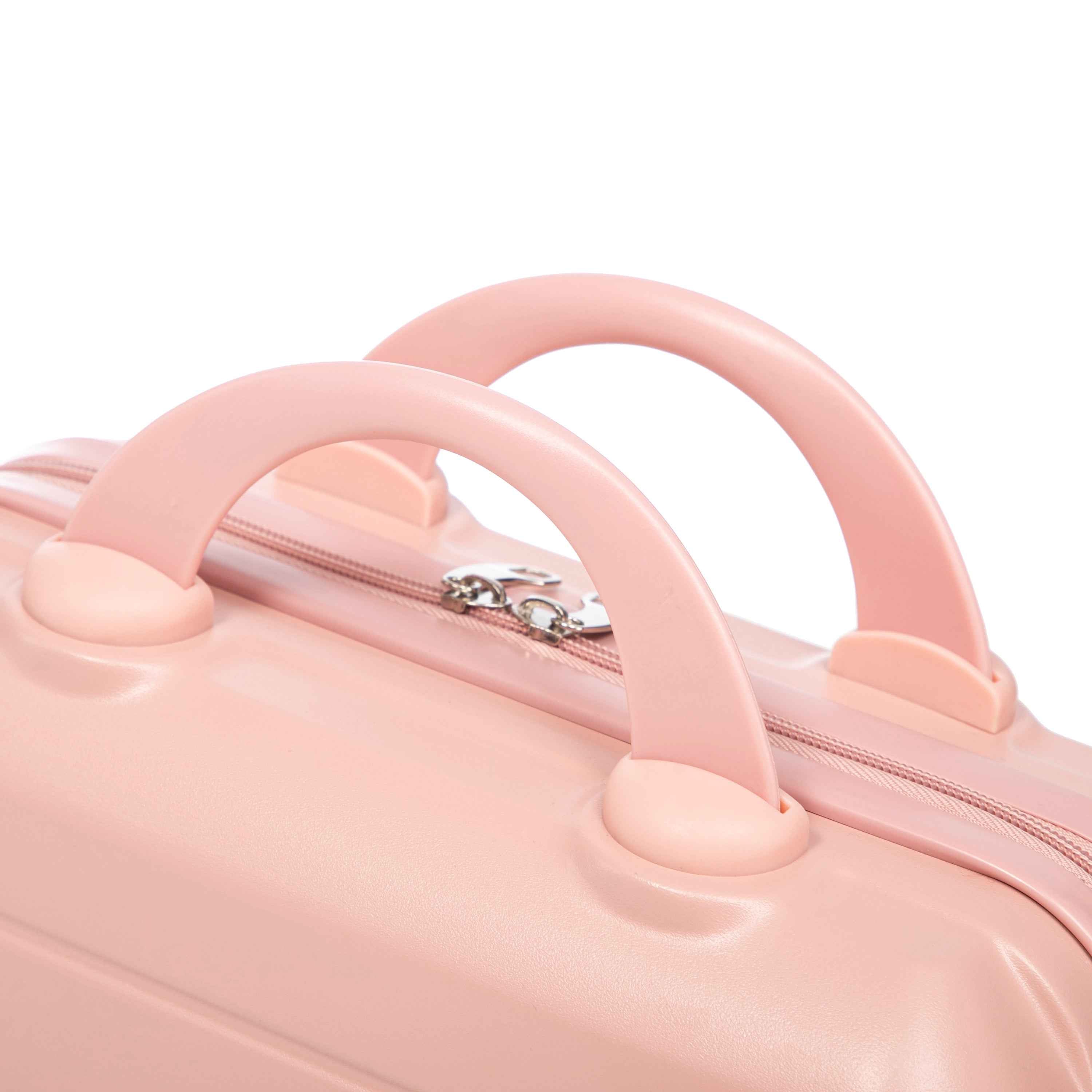 14'/20' 2 pcs/set in ABS Spinner Wheel Luggage, with Combination Lock,14' Cosmetic Case (Pink)