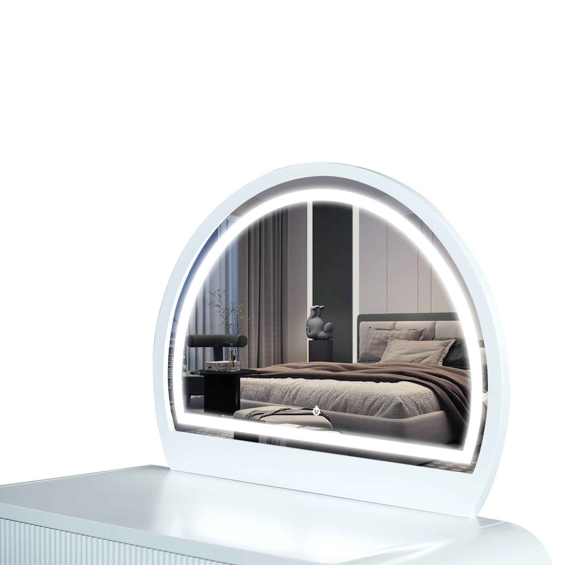 39' Makeup Vanity Table with Mirror Touch Screen Lighted Mirror, Dressing Table with Drawer for Bedroom, White