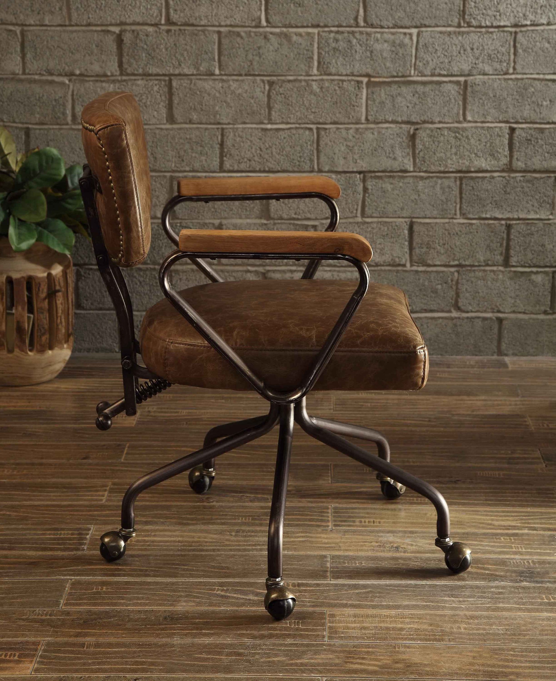 Hallie Vintage Whiskey Top Grain Leather Office Chair