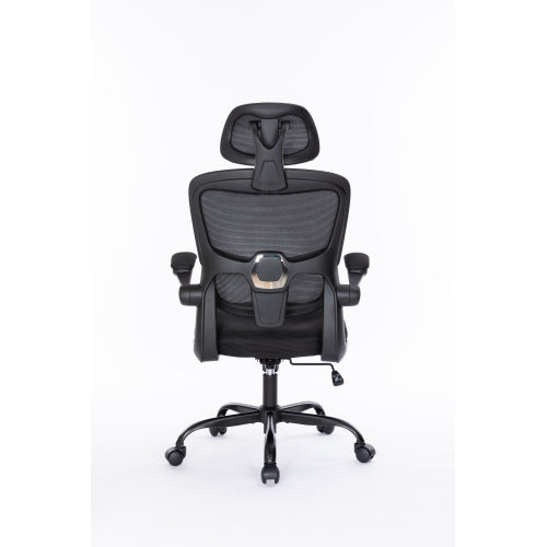 Ergonomic Mesh Office Chair with 3D Adjustable Lumbar Support, High Back Desk Chair with Flip-up Arms, Executive Computer Chair Home Office Task Swivel Rolling Chairs for Adults